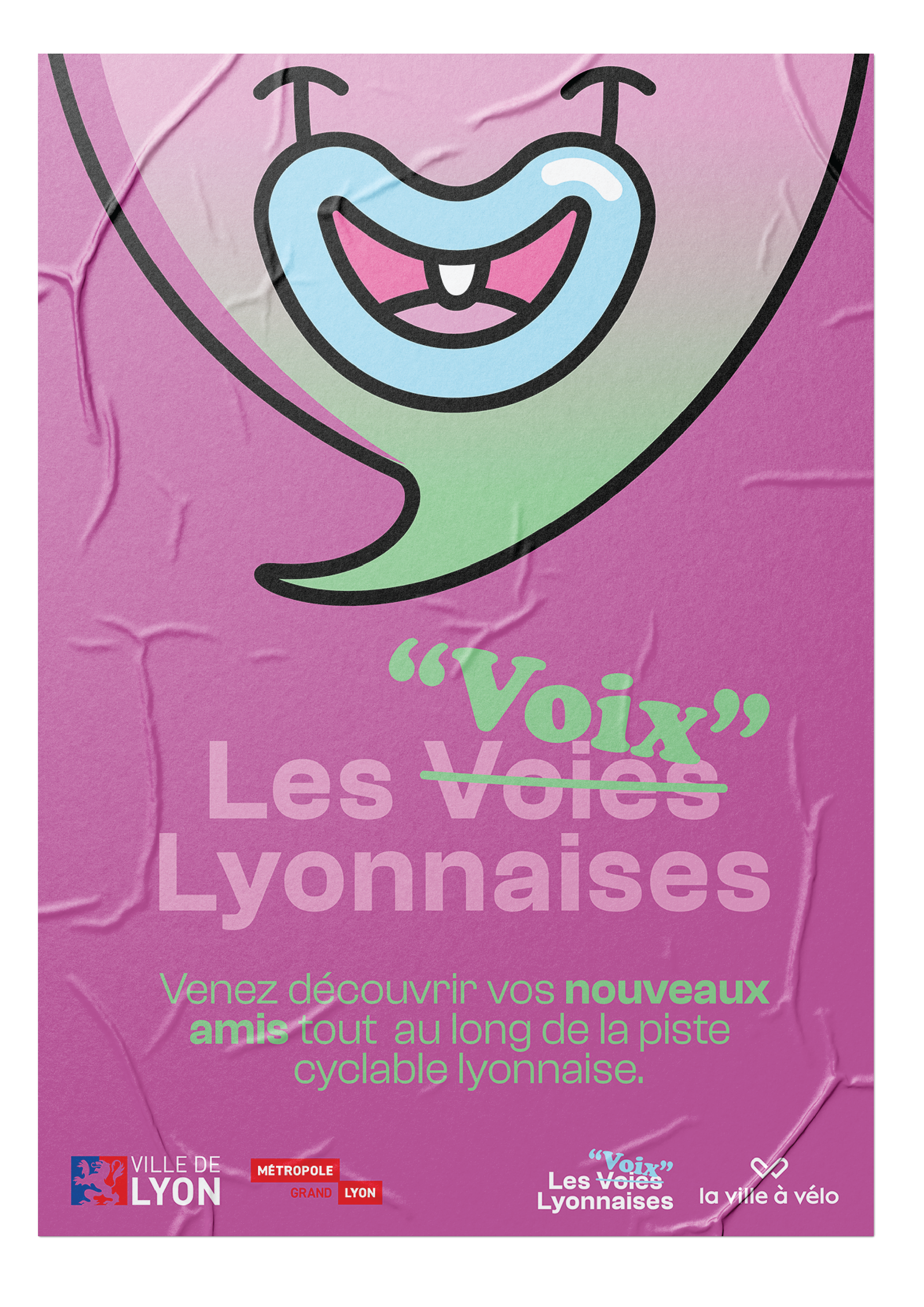 Advertising/awareness poster design for the new bike path network in Lyon
