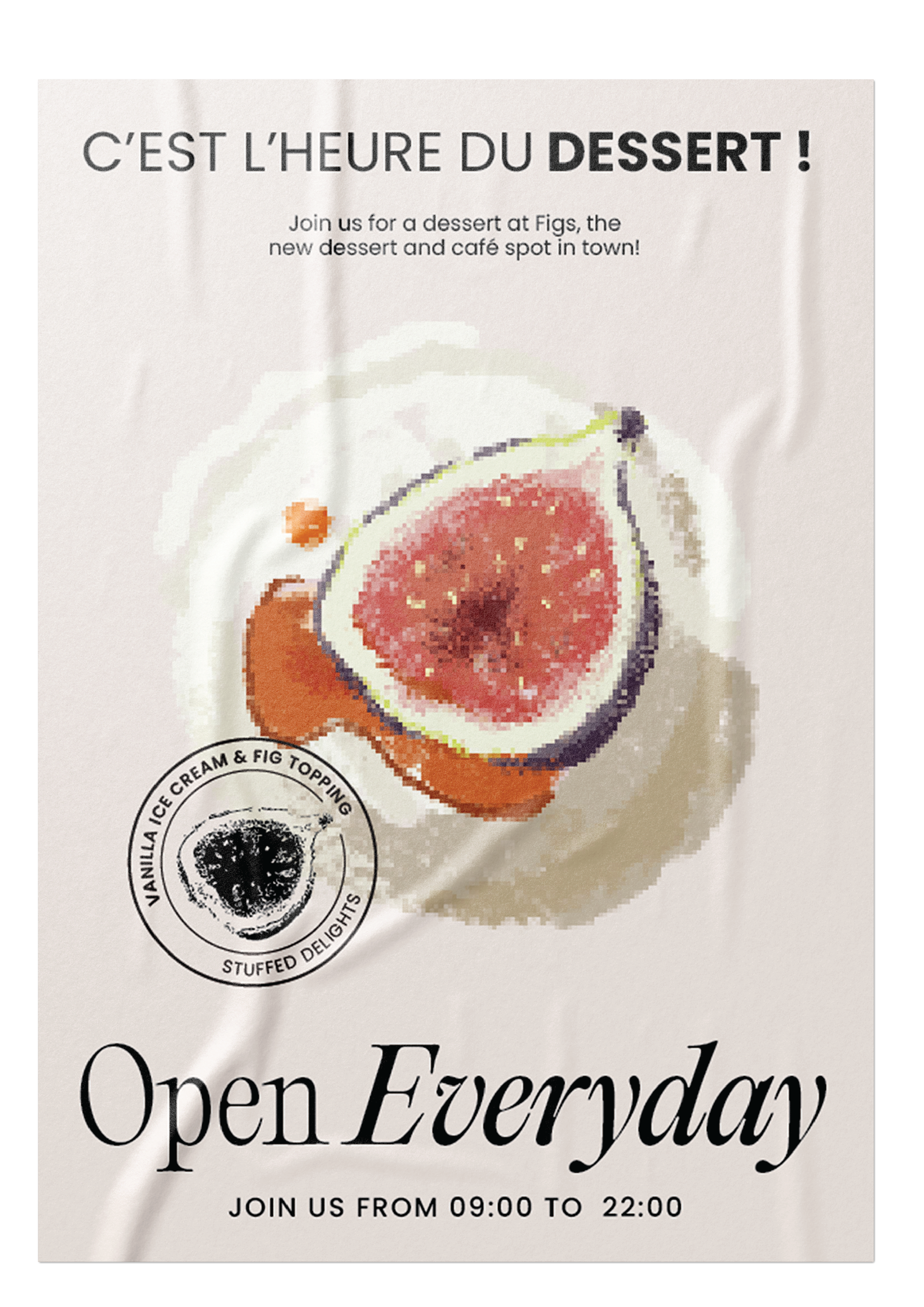 Figs Cafe poster design with custom illustration