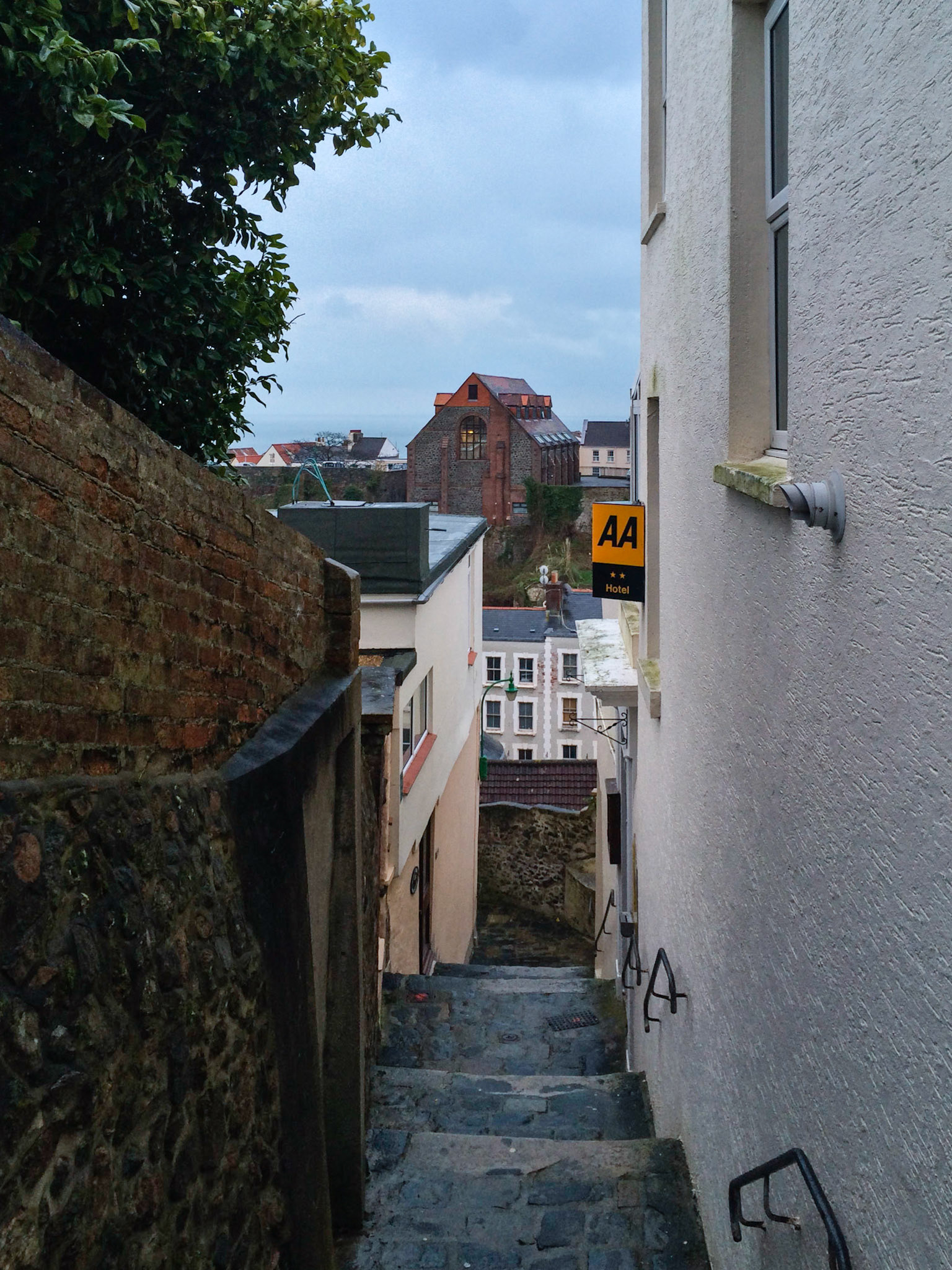 I took a different walk to the office today.Here I was about one third of the  way down 'Constitution Steps', when I came across this Hotel. There is, as far as I can see, no other way of accessing it.103 Steps down, or 60 up...What a choice to make!