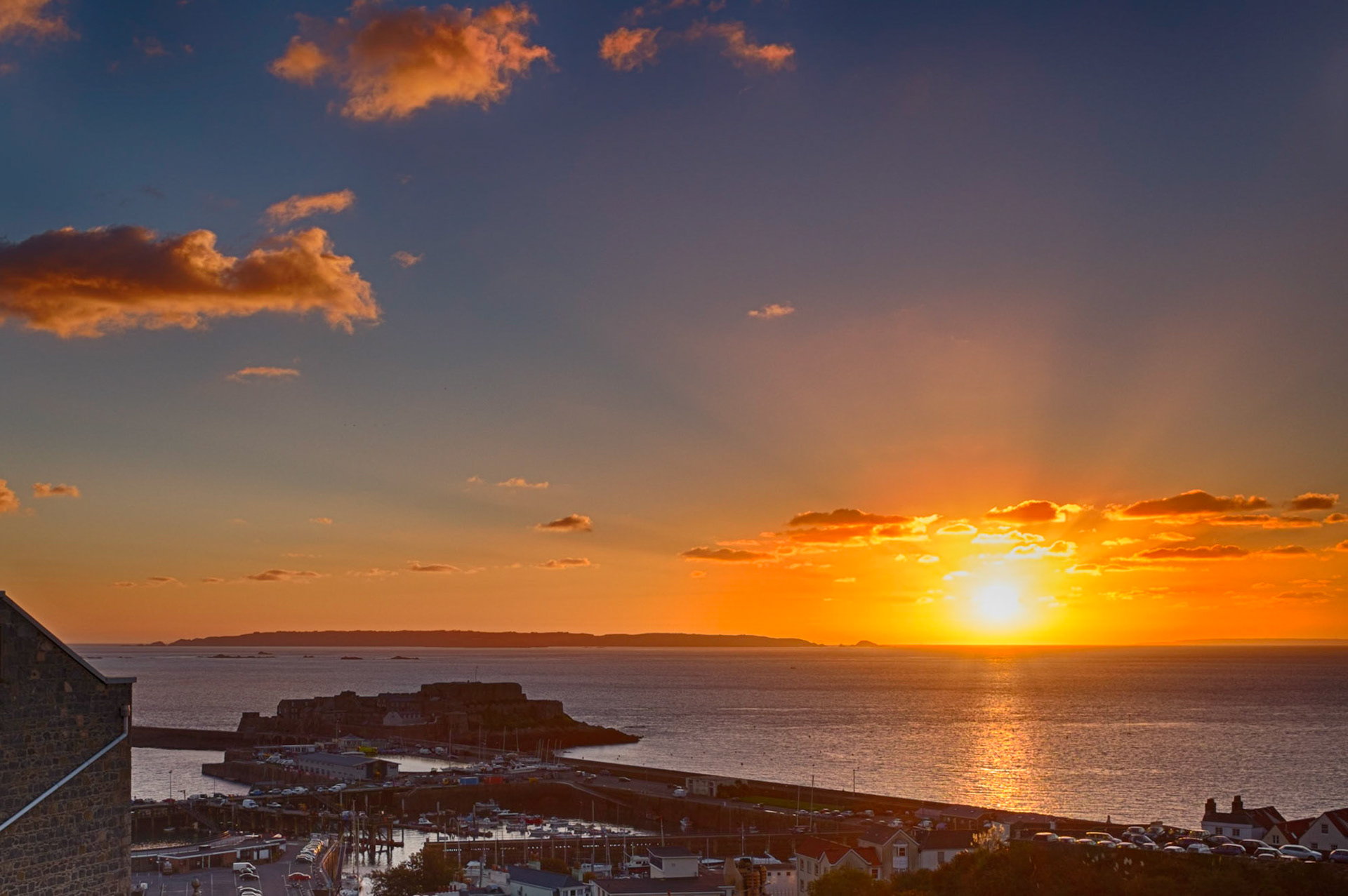 Had to do as an HDR as I did not have any Grads with me, but it was a beautiful sunrise over St Peter's Port this morning
