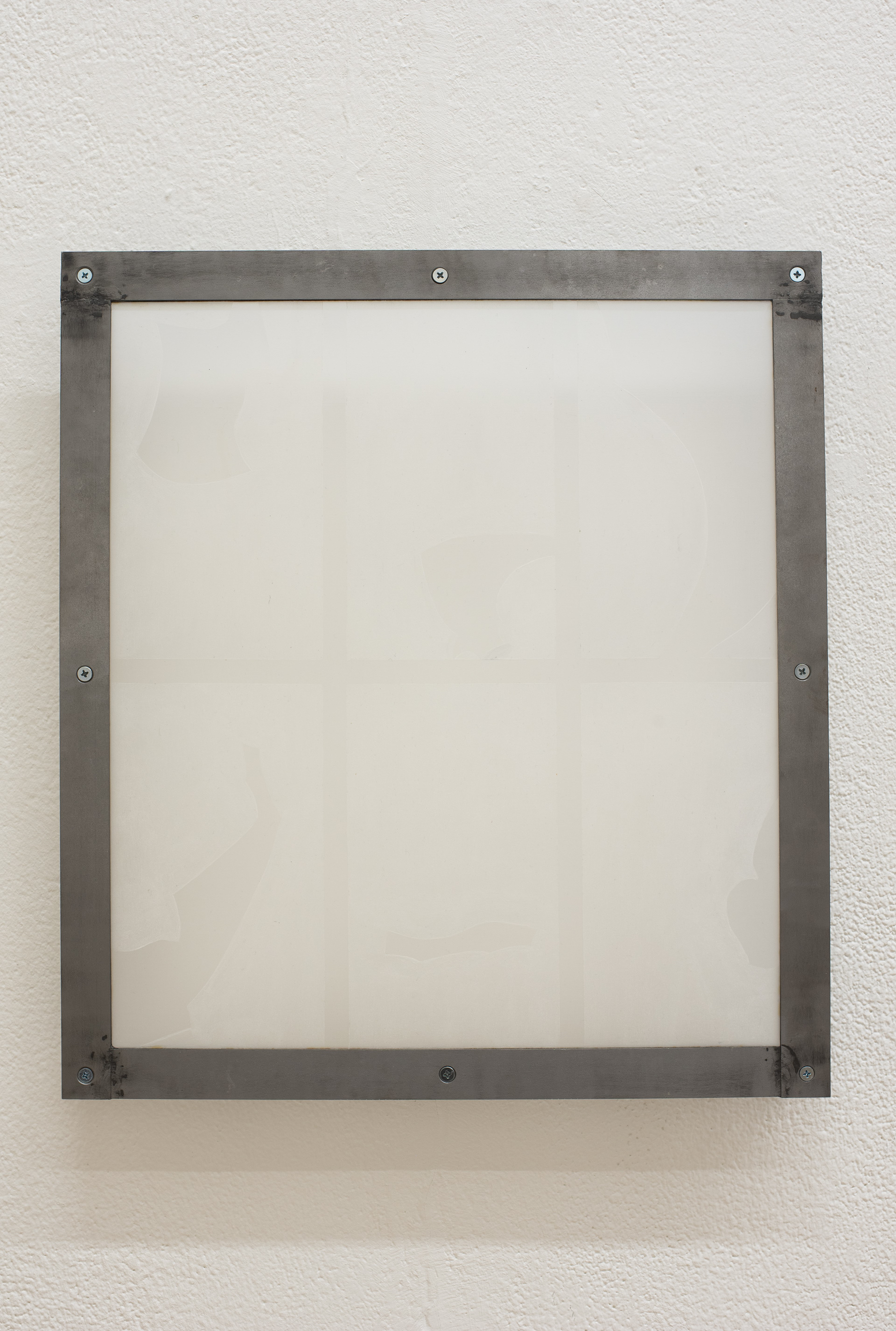 "concentrate" - steel, silk, mixed media - 50x46cm - 2025 - Vienna