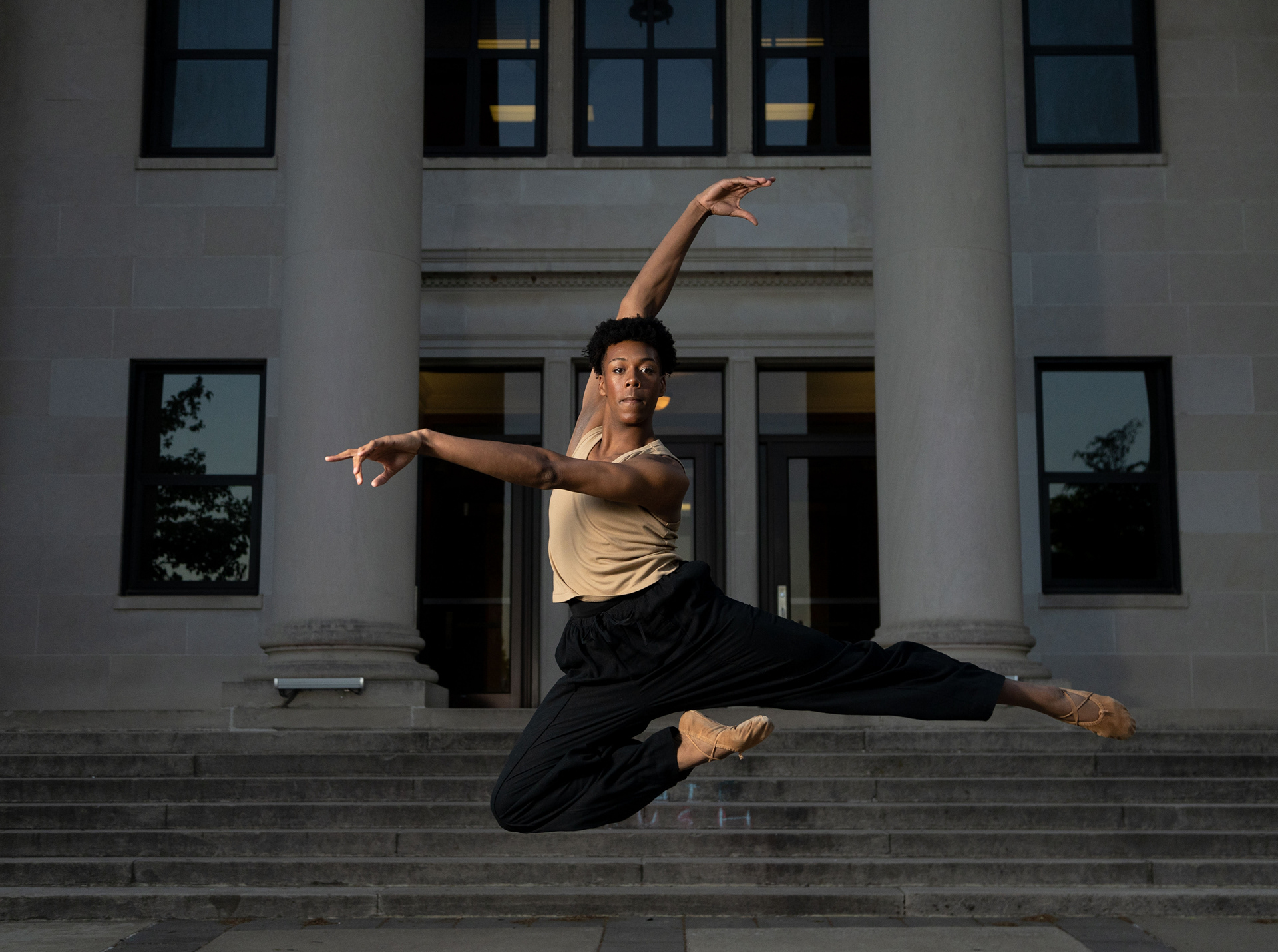 “I have been dancing for about three years with training,” said sophomore dance major Nathan Neal. “I dance because it’s fun, also a good use of my time and a way to express emotion without words.” Photographed at Western Kentucky University’s Cherry Hall on April 24, 2024. 