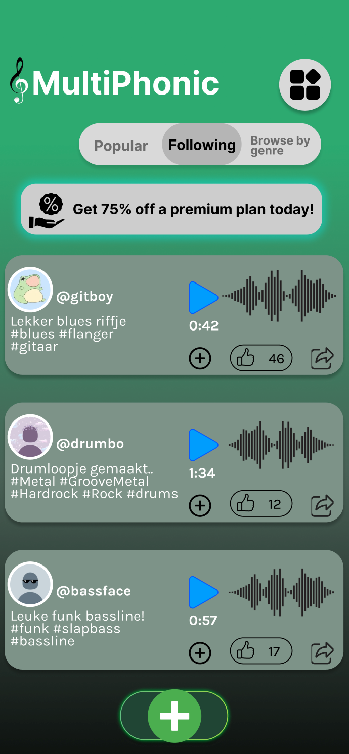 Main feed of the app