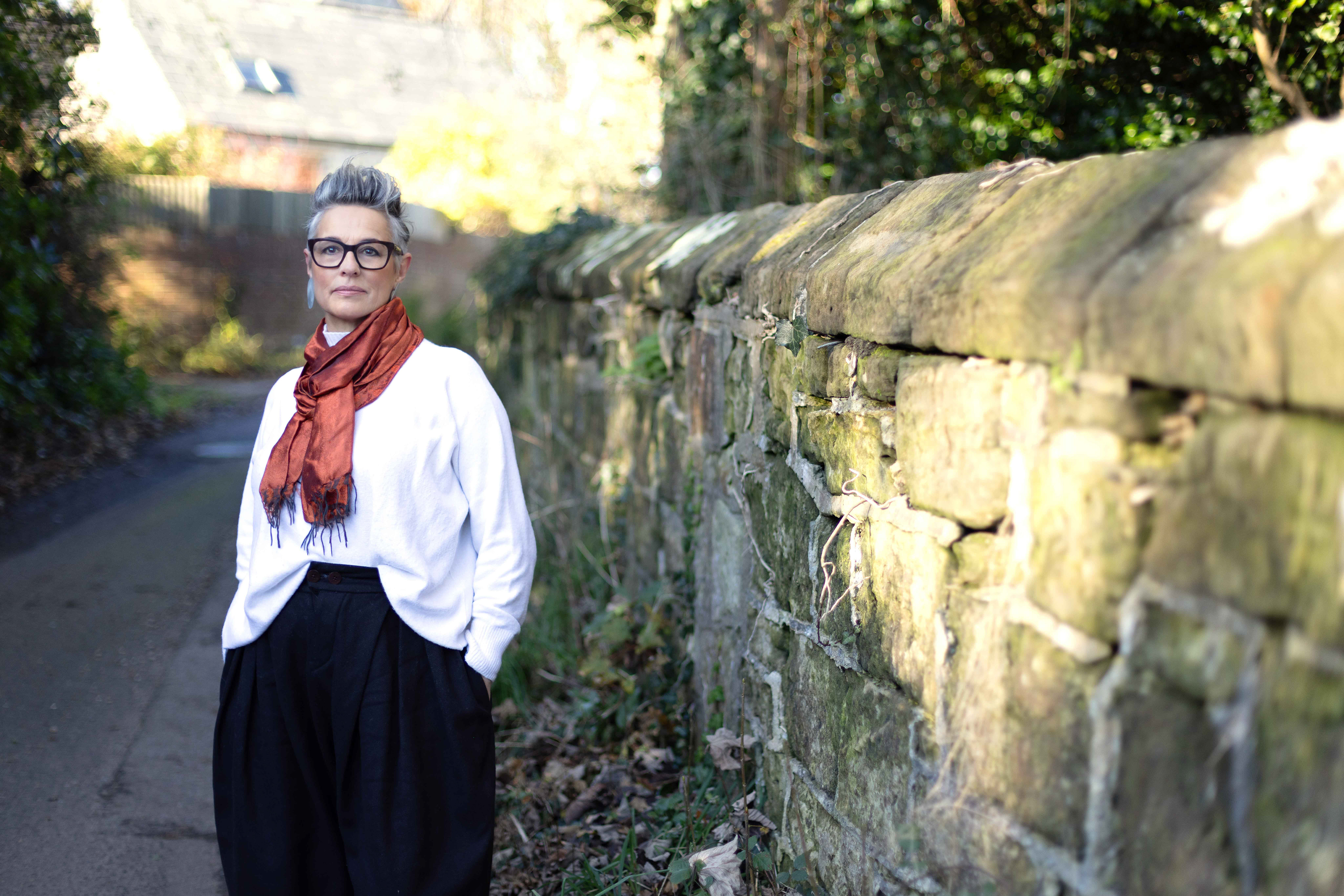 Jane Midwinter, on the lane that led to her family home, Fairlight