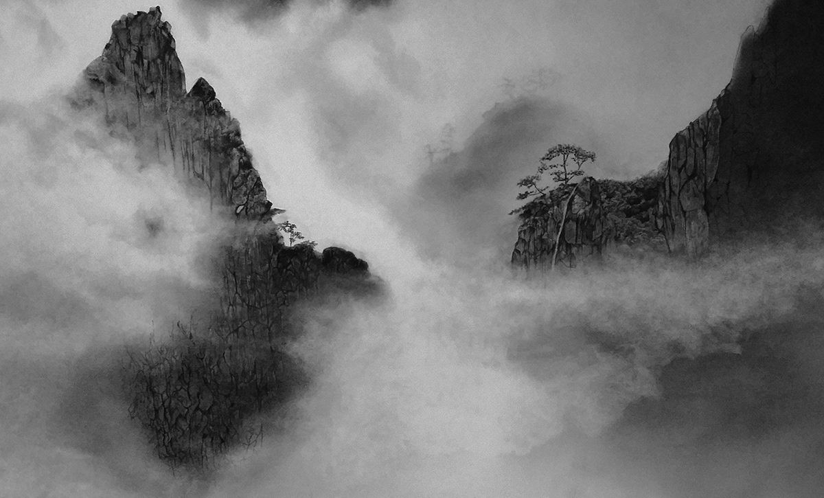 Huangshan | 60" x 36" | Charcoal on Strathmore Toned Paper