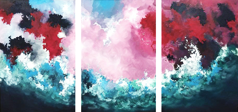 Clouds and Sea  |  Triptych - 36" x 72"  |  Acrylic on canvas