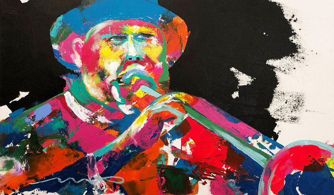 Keeneland Bugle Player | 24" x 36" | Acrylic on canvas