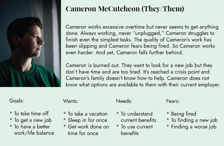Graphic of a persona, Cameron McCutcheon