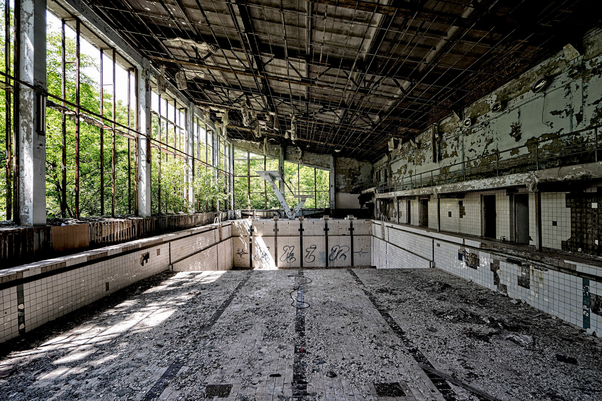 The swimming pool in Pripyat, the ghost city.