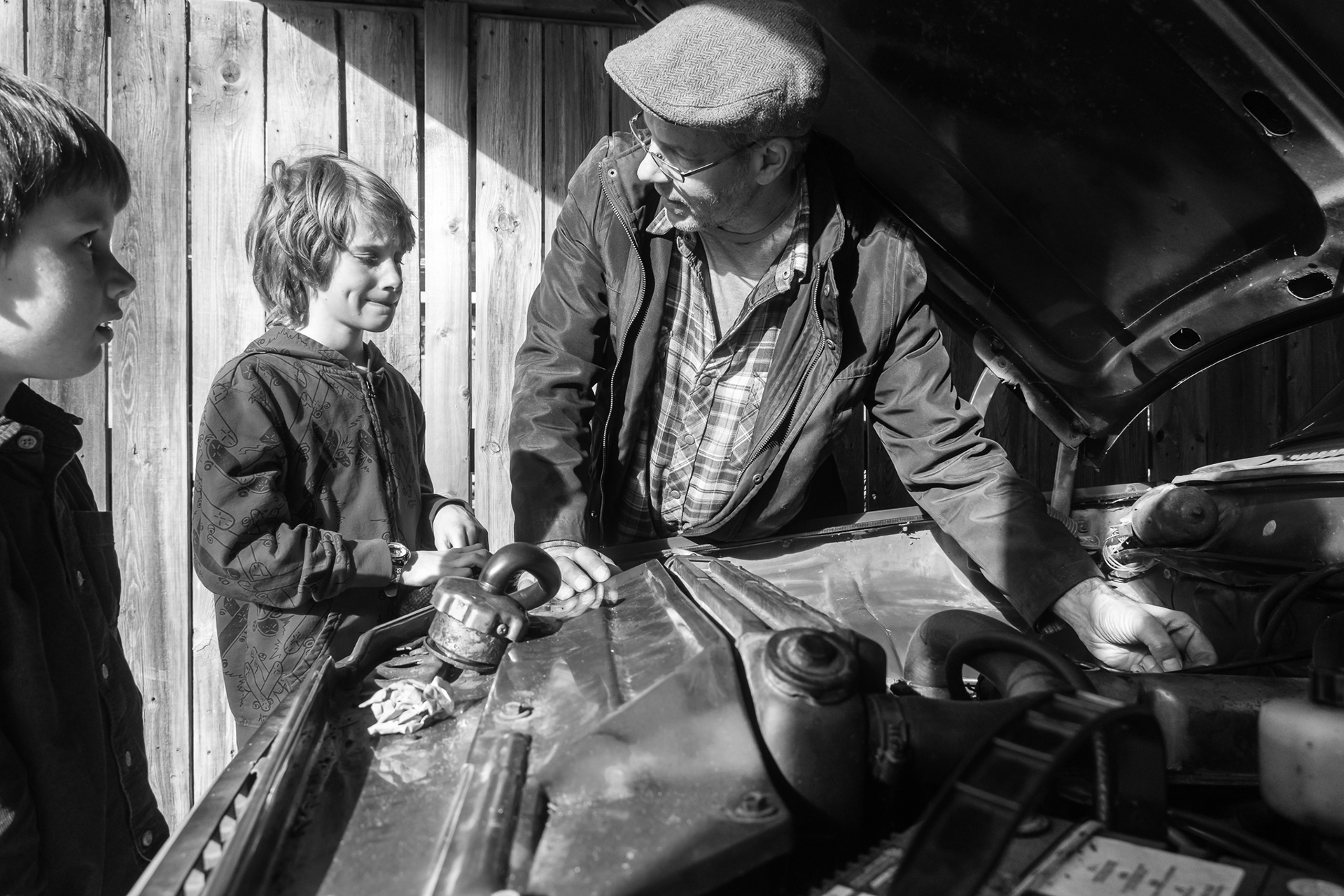 Family documentary dad and kids moment