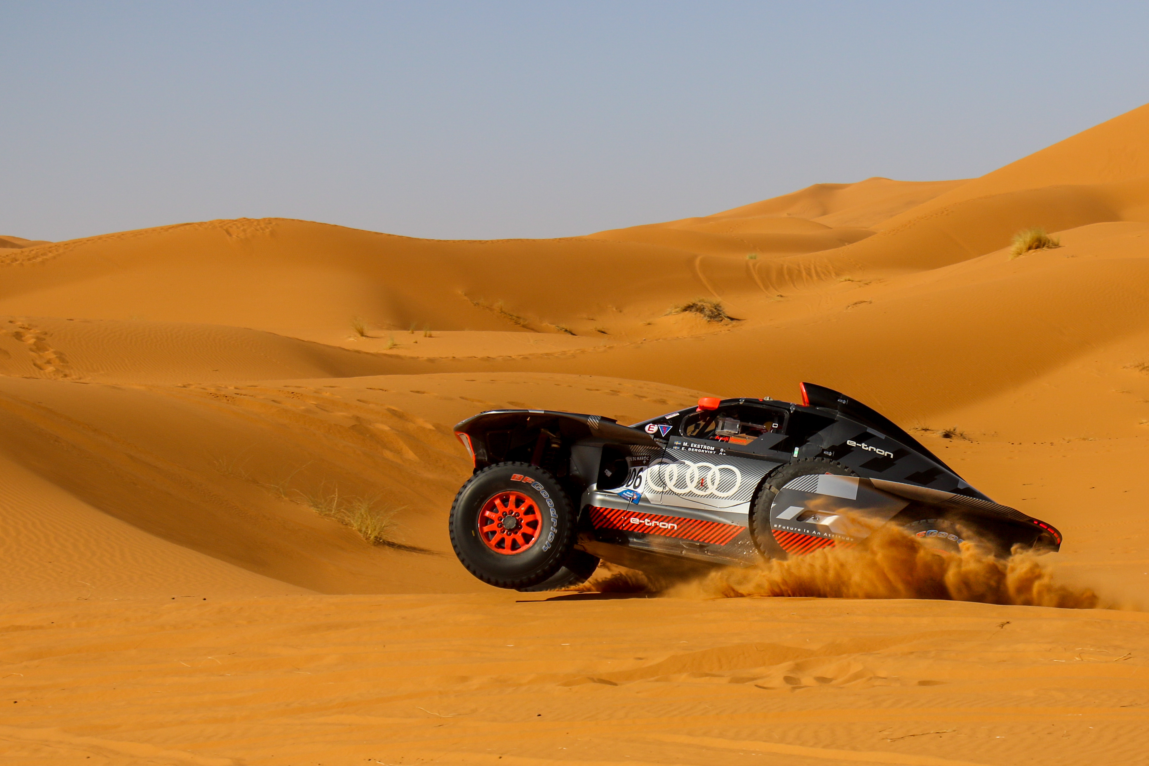 206 - Mattias Ekström (SWE) / Emil Bergkvist (SWE) - Team Audi Sport - Audi RS Q E-TRON - Rallye du Maroc 2023, October 18 2023, Merzouga Morocoo - Photo Edu Almeida / Photos Dakar
