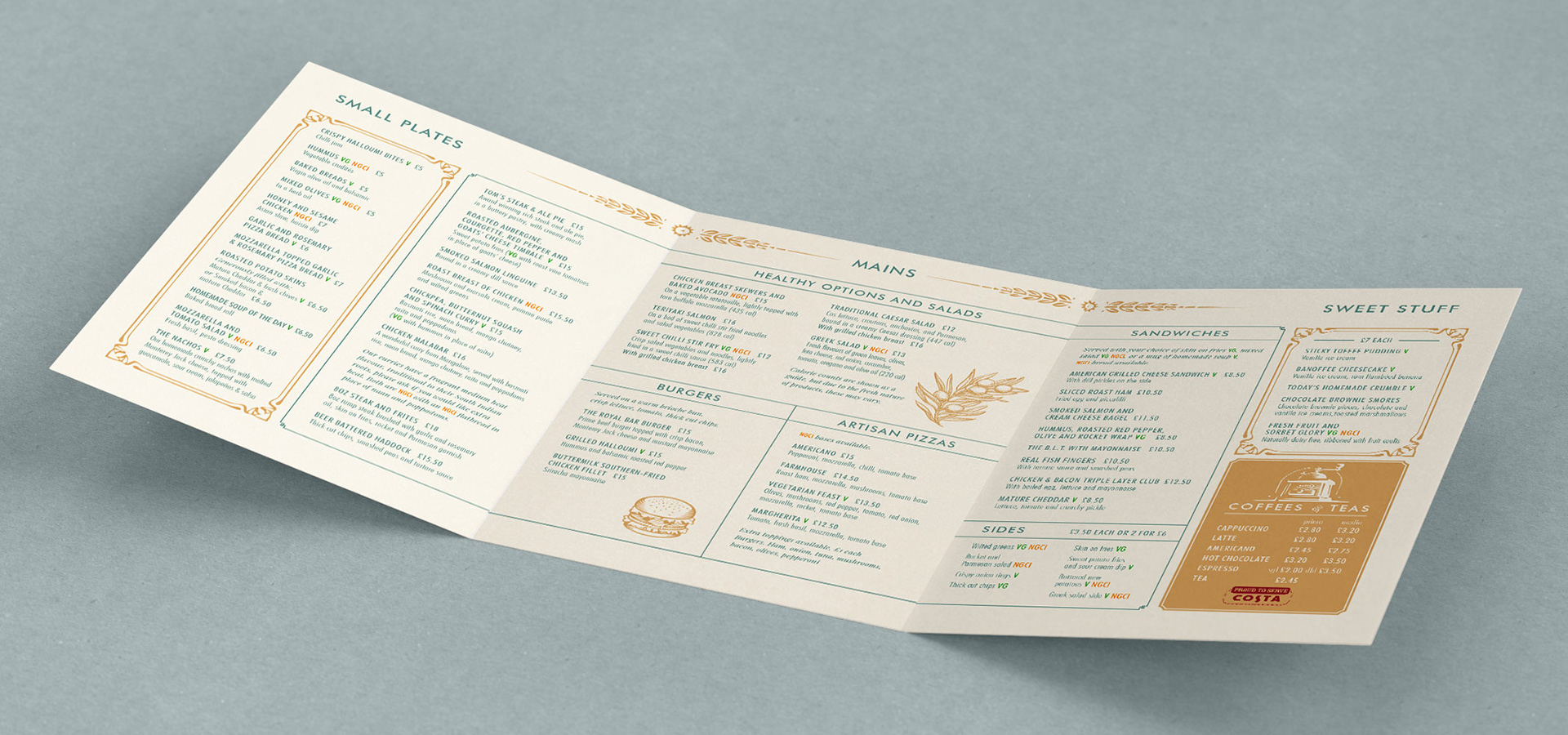 Interior of menu