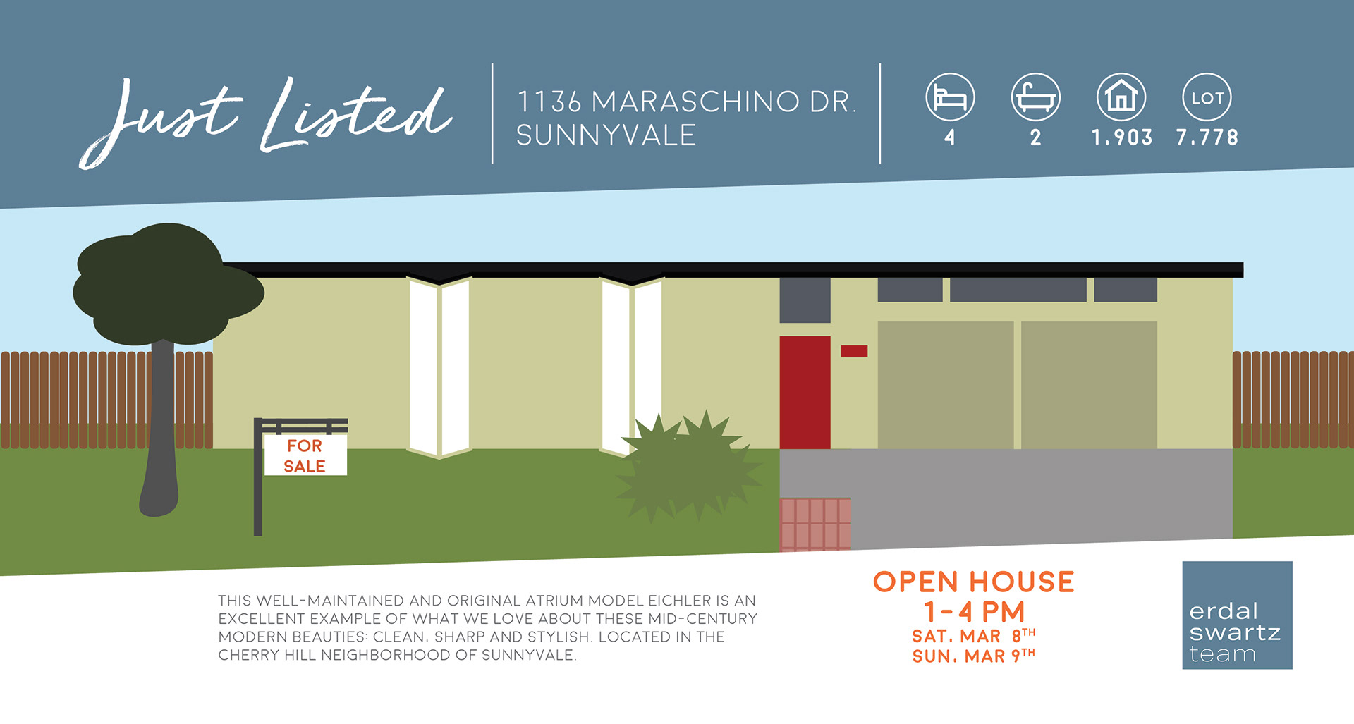 Print. Double-sided jumbo postcard. House illustration and layout by Alyssa McKay.