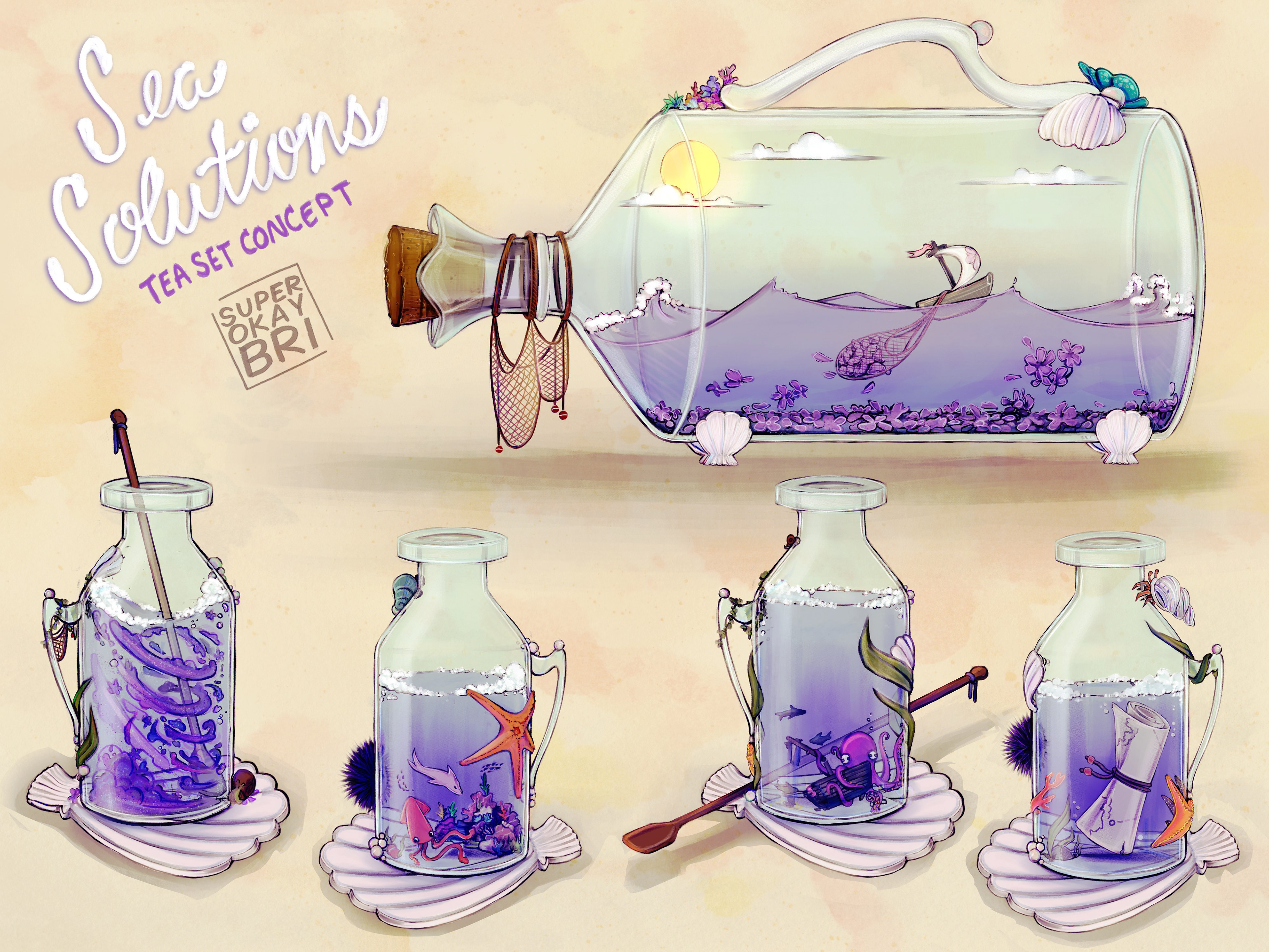"Sea Solutions" original prop concept - sea-based tea set