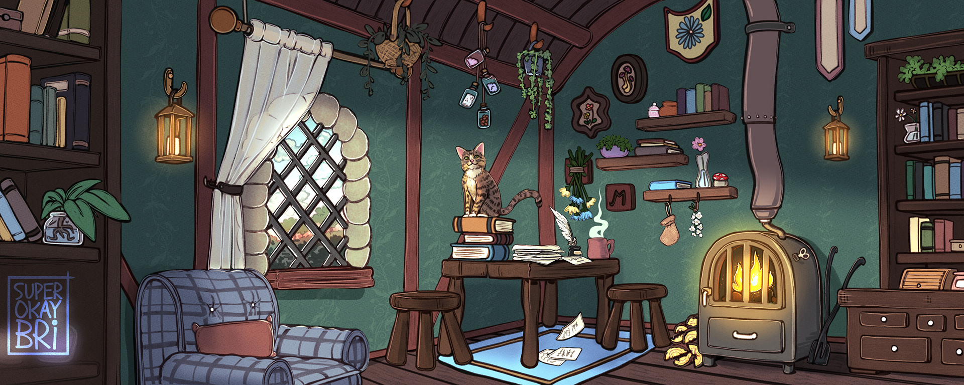 MirandaRedd Cottage Background Illustration
