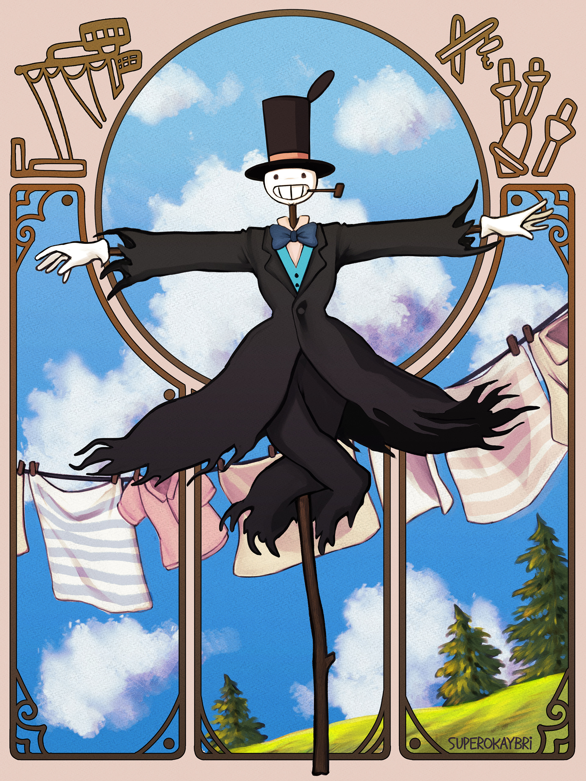 "Ode to Turnip Head" illustration with art nouveau inspired accents