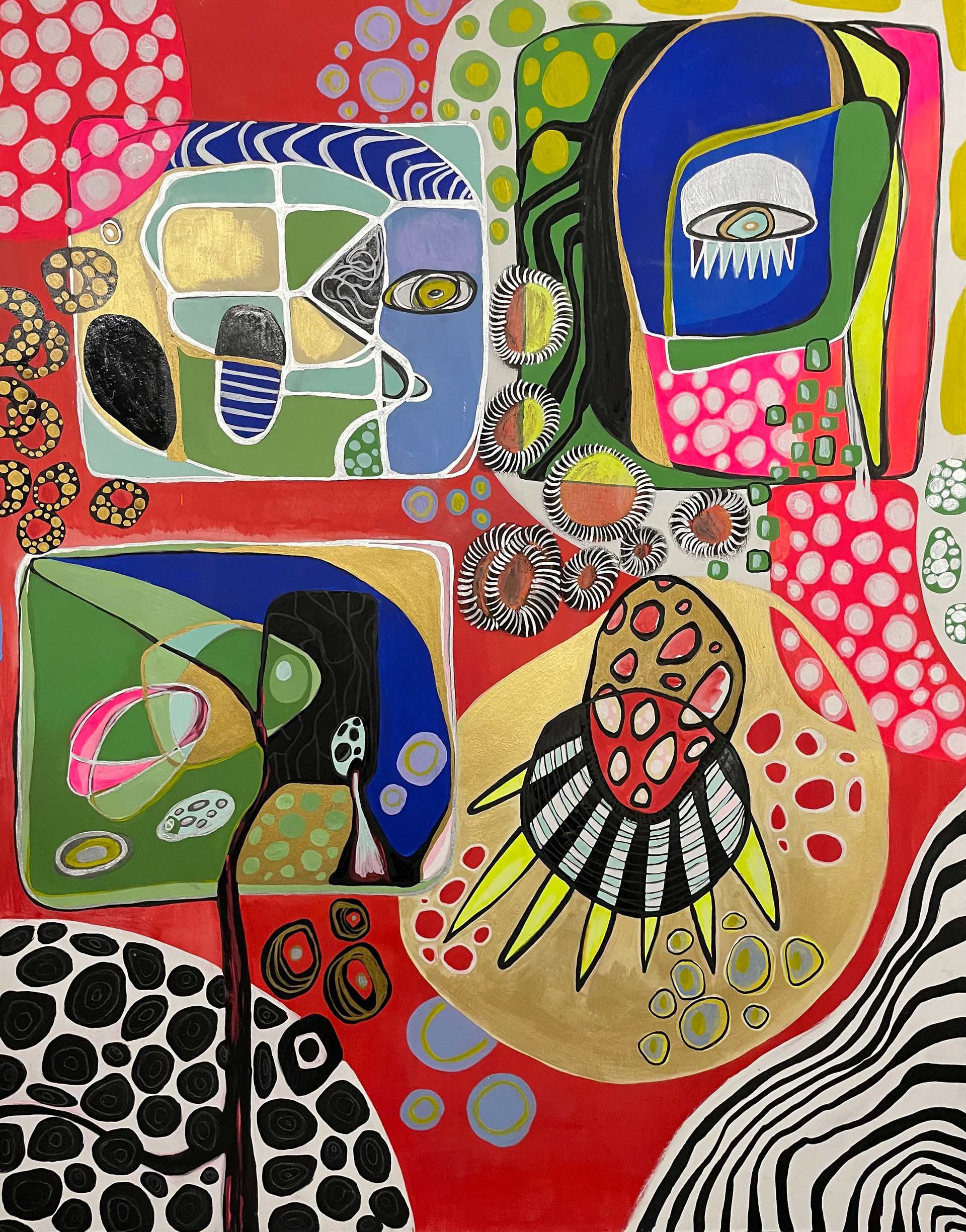 MULTIPLE DIMENSIONS Acrylic & enamel on paper 28” X 21”