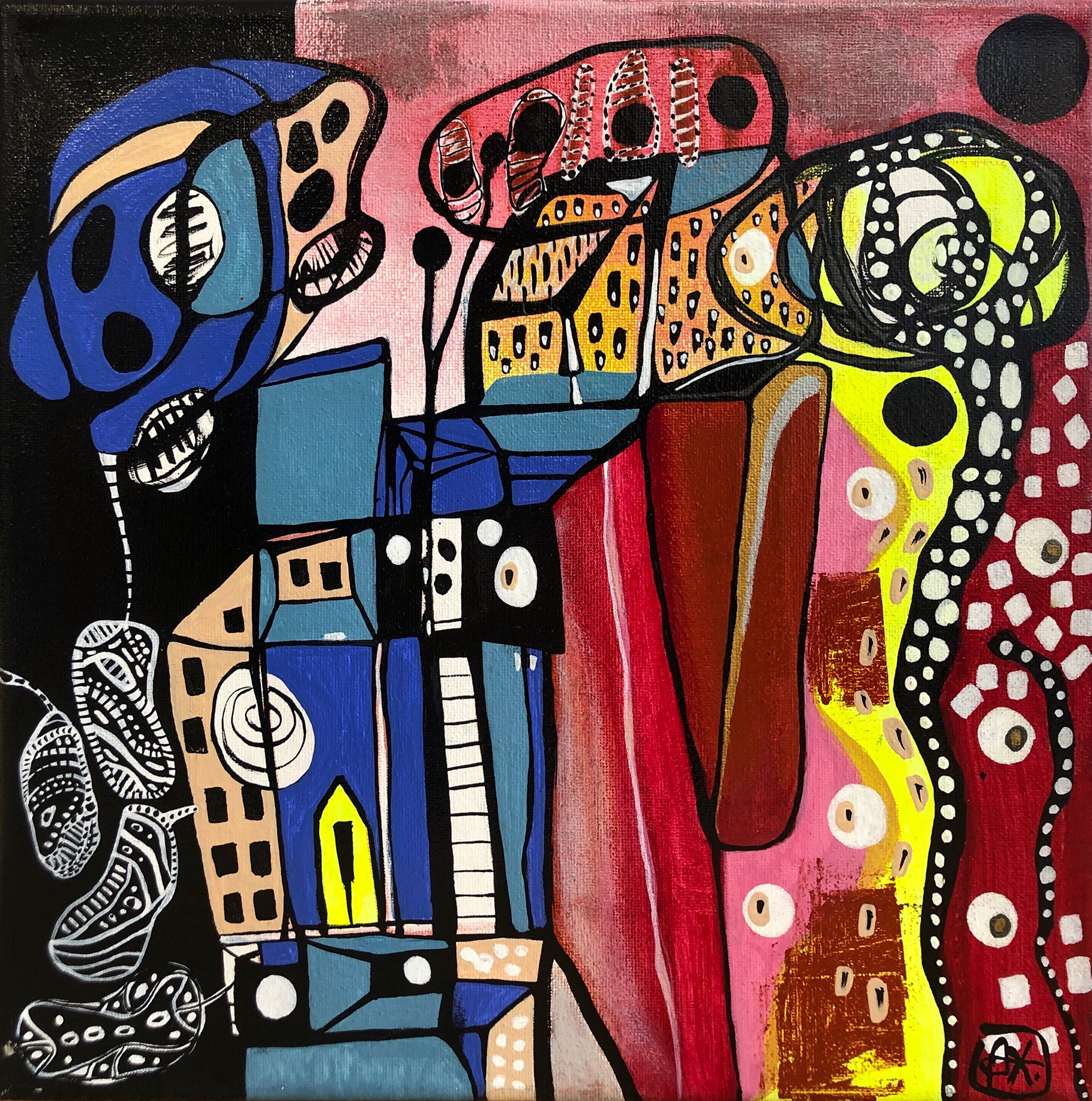 GLOBAL WARMING Acrylic & ink on canvas 12” X 12”