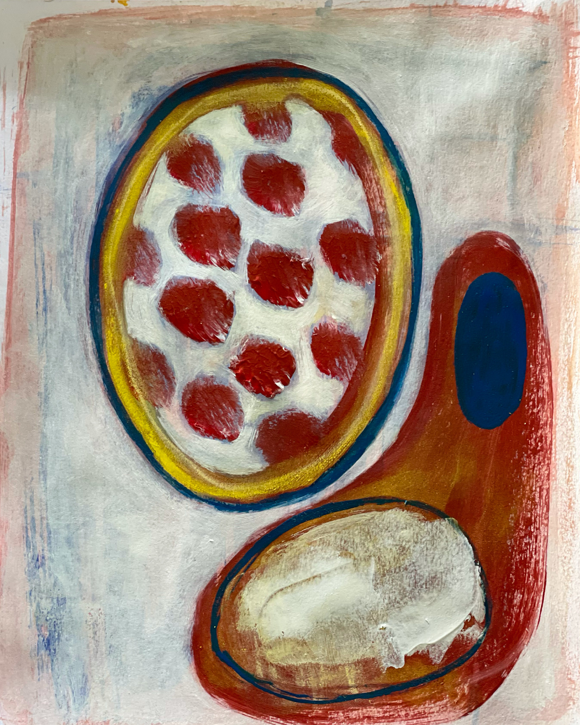 EASY Acrylic, enamel & pastel on canson paper 9” X 12” SOLD