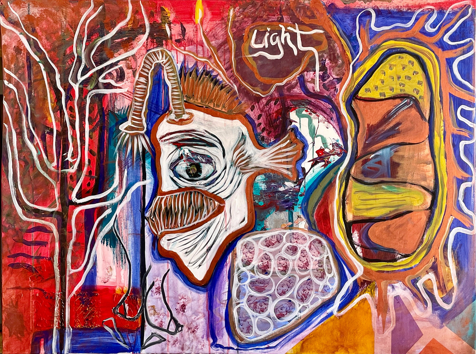 UNTITTLE Collaboration  Acrylic, enamel & oil stick on canvas  50” X 40” 