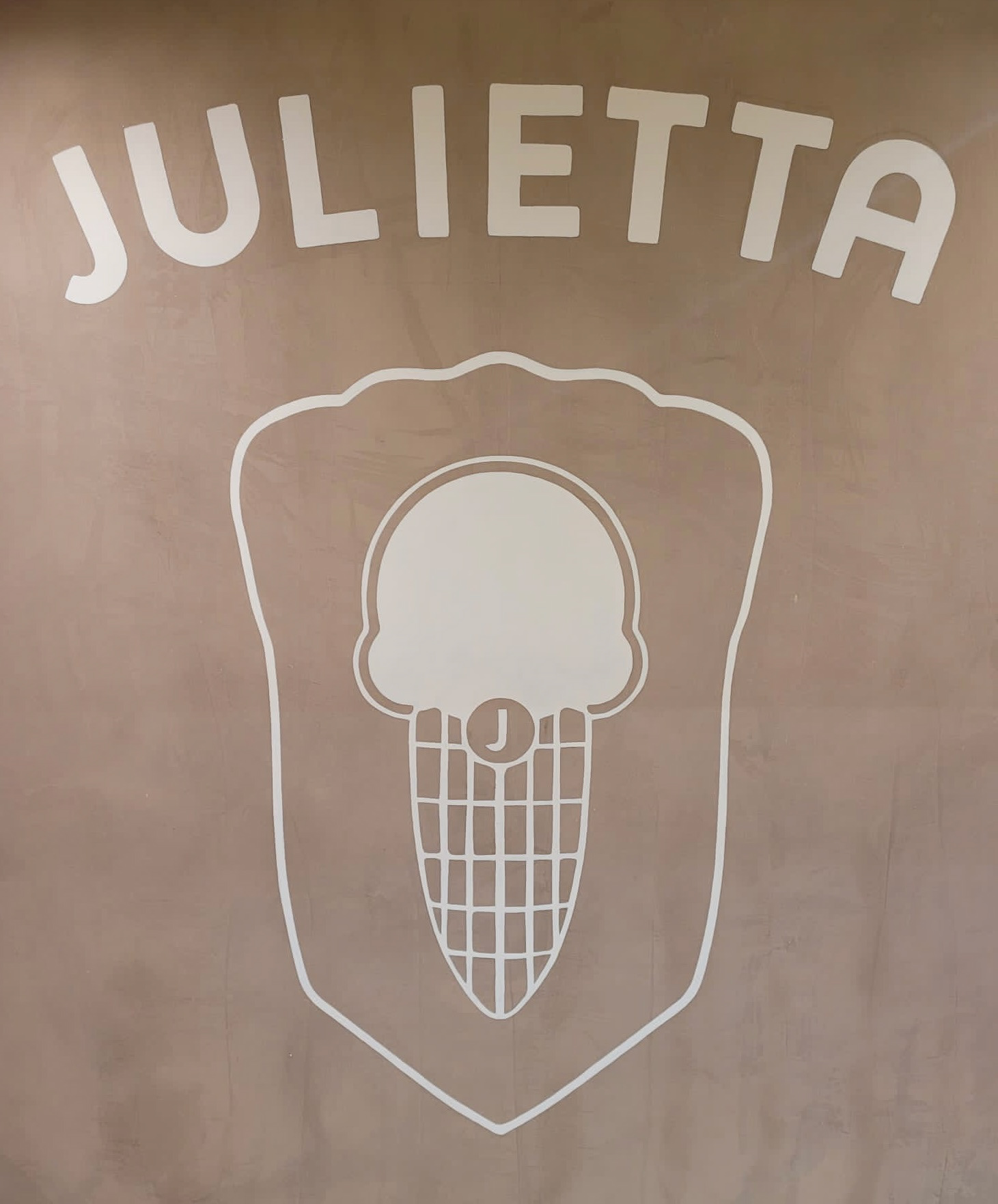 Julietta Gelato Cafe West Village NY 6’ x 5.5’ ft Acrylic on wall stencil 
