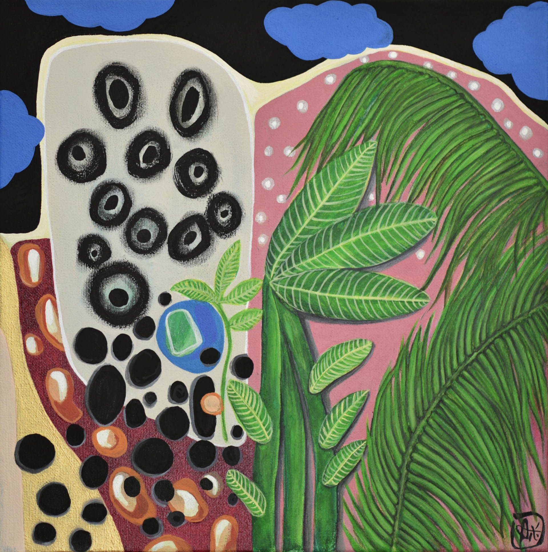 CARACAS Acrylic & oil stick on canvas 12” X 12” SOLD