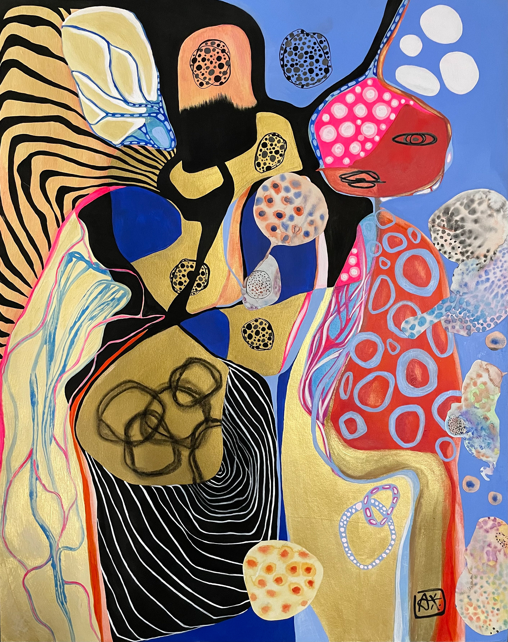 MELANCHOLIA Acrylic, enamel & collage in watercolor on paper 28” X 21”