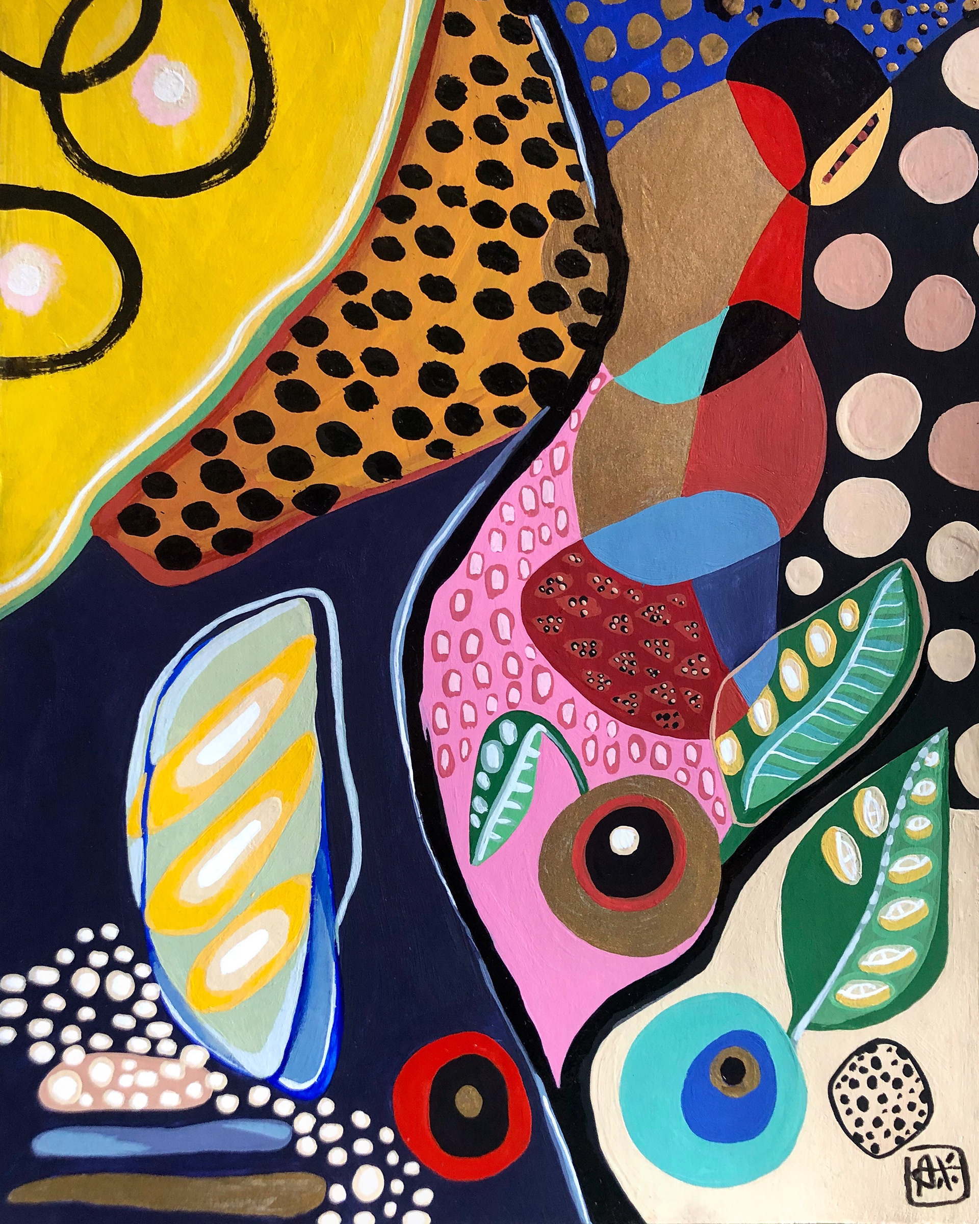 COSMIC LOVE Acrylic, oil stick & enamel on paper