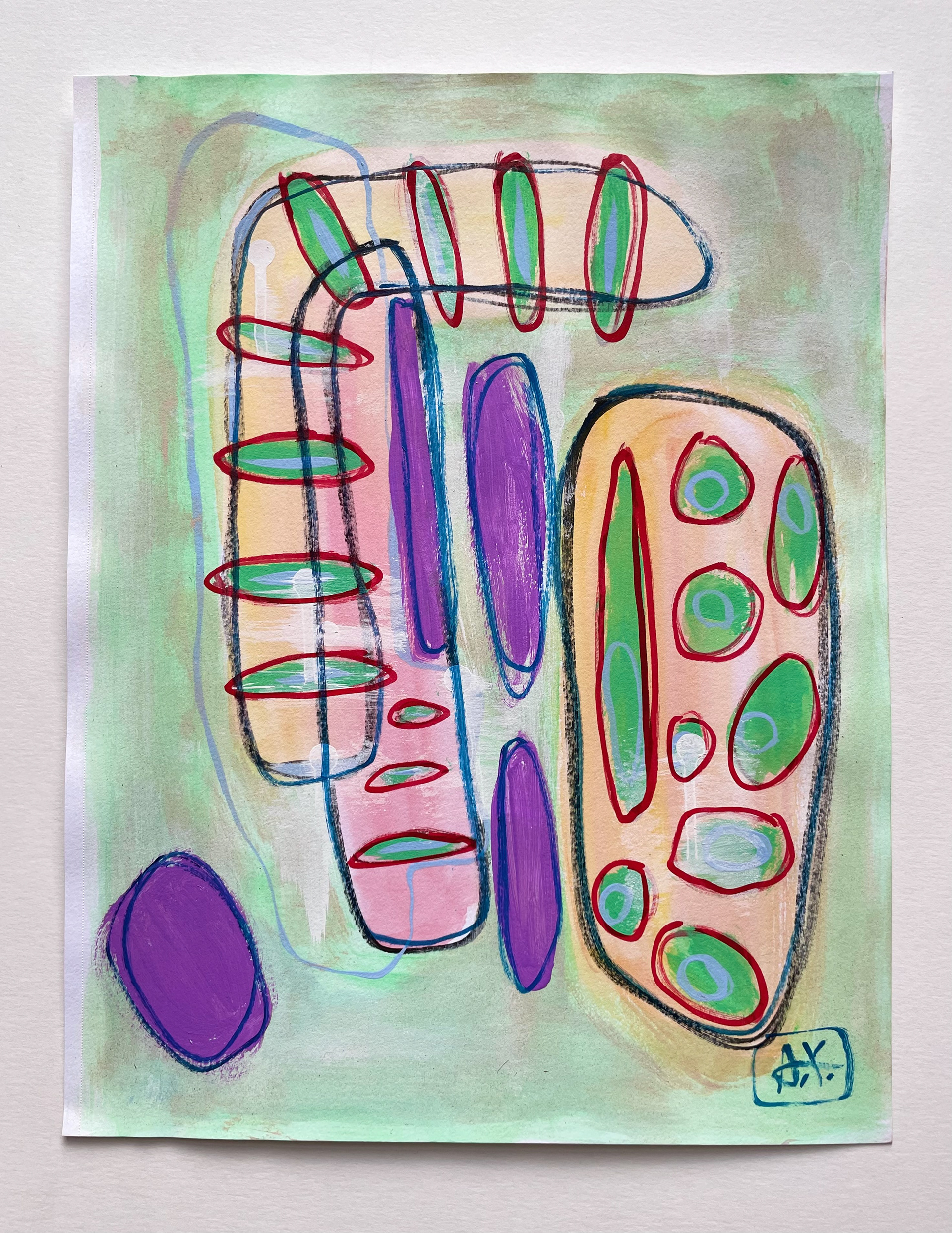 TERRITORY Acrylic, enamel & pastel on canson paper 9” X 12”