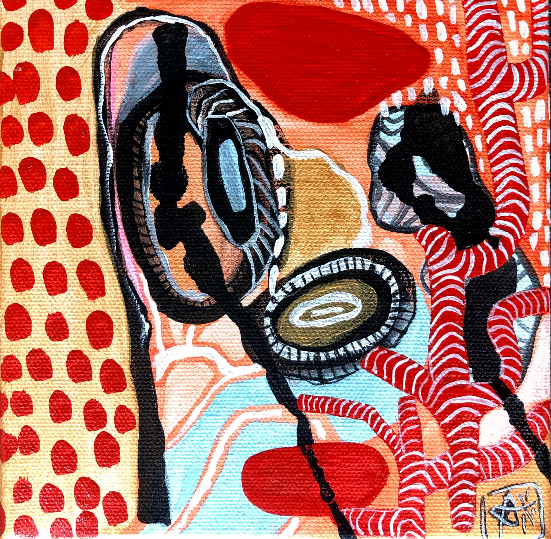 SHORE Acrylic & ink on canvas 6” X 6” SOLD