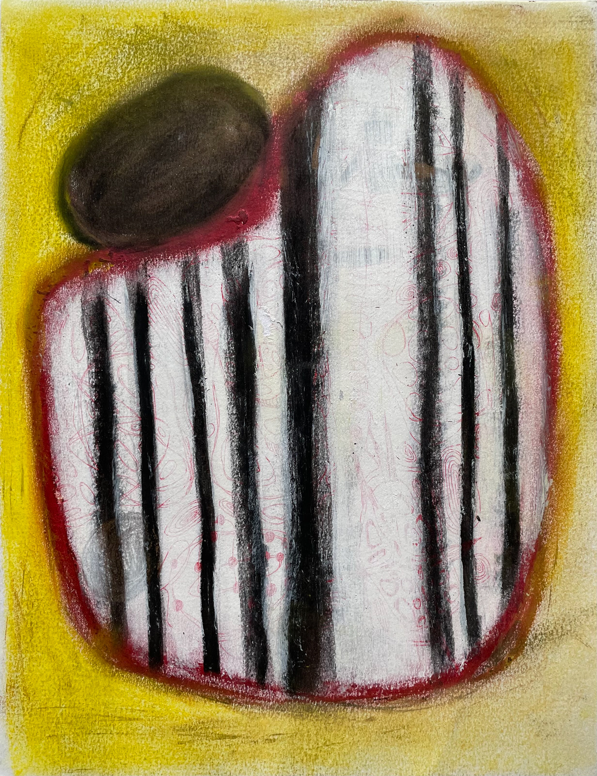 POE Acrylic, oil stick, charcoal & pastel on canson paper 9” X 12” SOLD