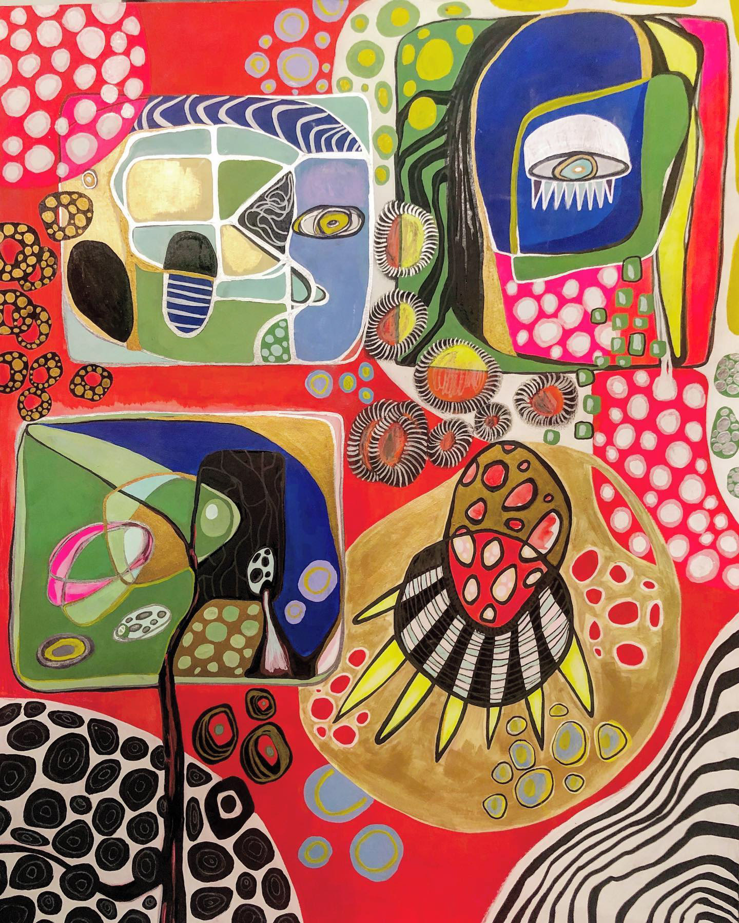 MULTIPLE DIMENSIONS Acrylic & enamel on paper 28” X 21”