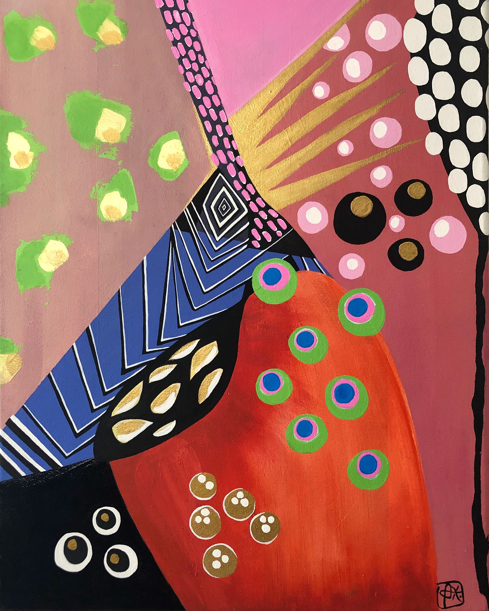 GANEDEN Acrylic & enamel on canvas 21” X 17” SOLD
