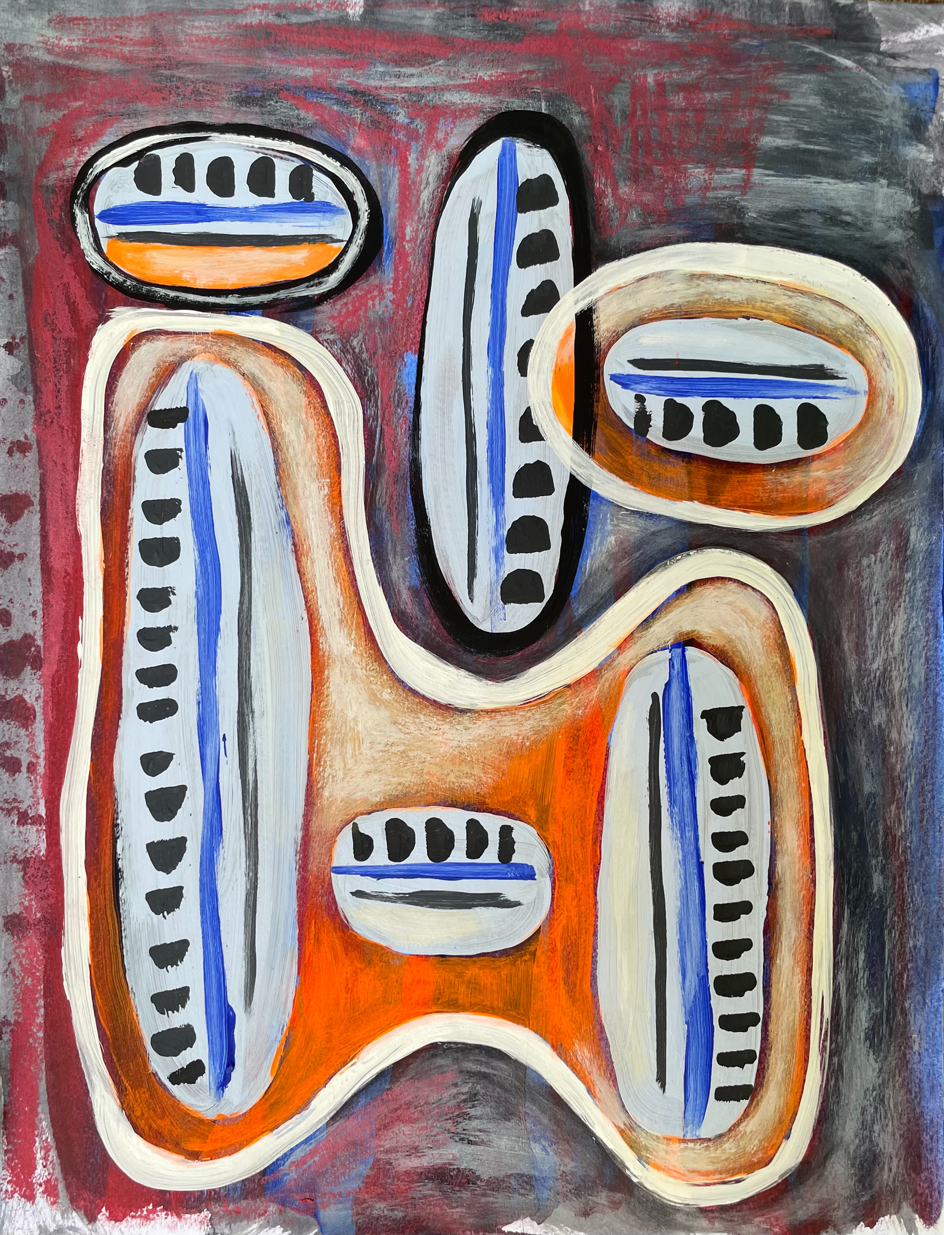 TRIBE Acrylic & pastel on canson paper 9” X 12”