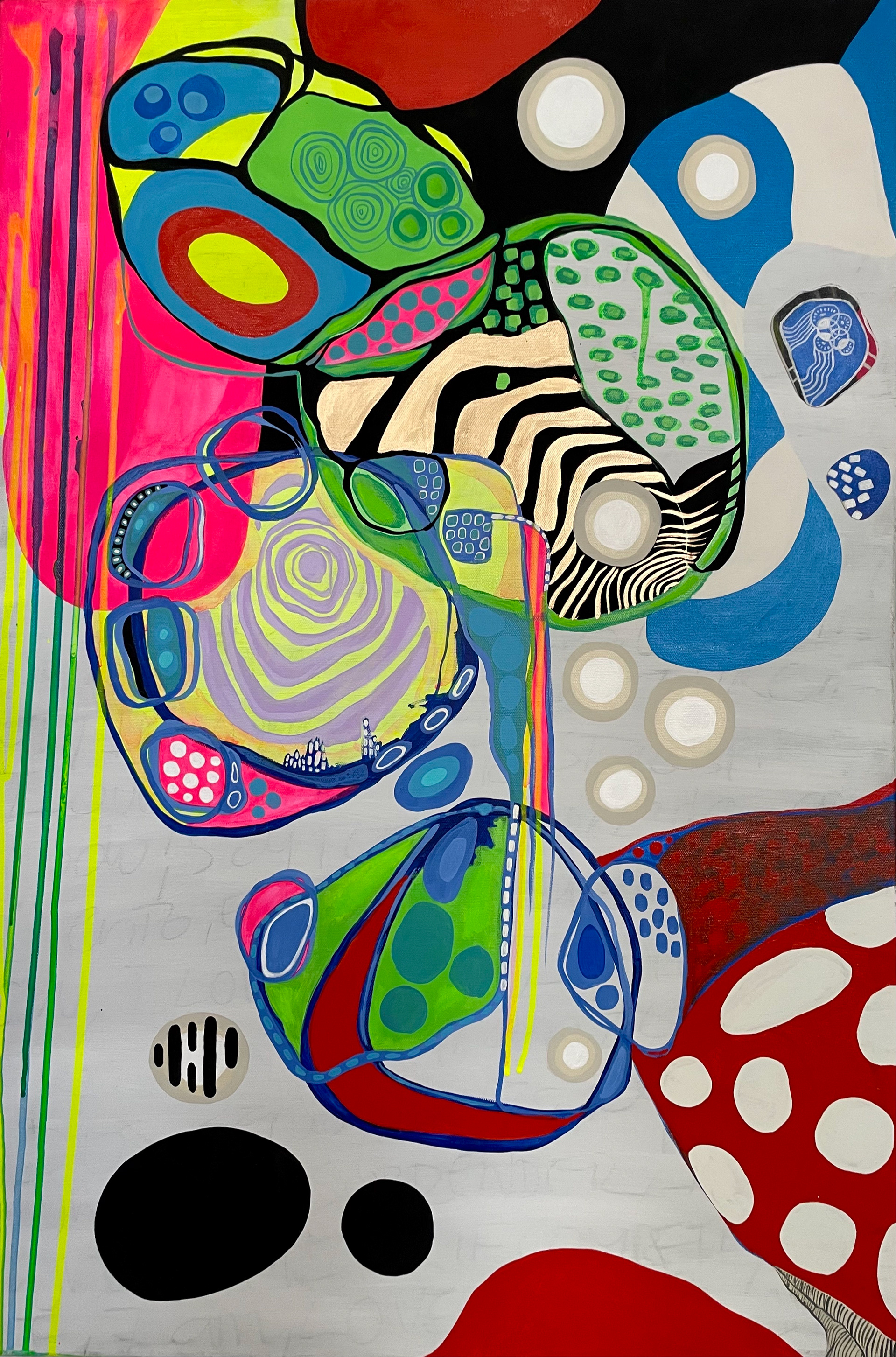 VIAJE CHAMANICO Mix Media, acrylic, enamel on canvas 36” X 24”