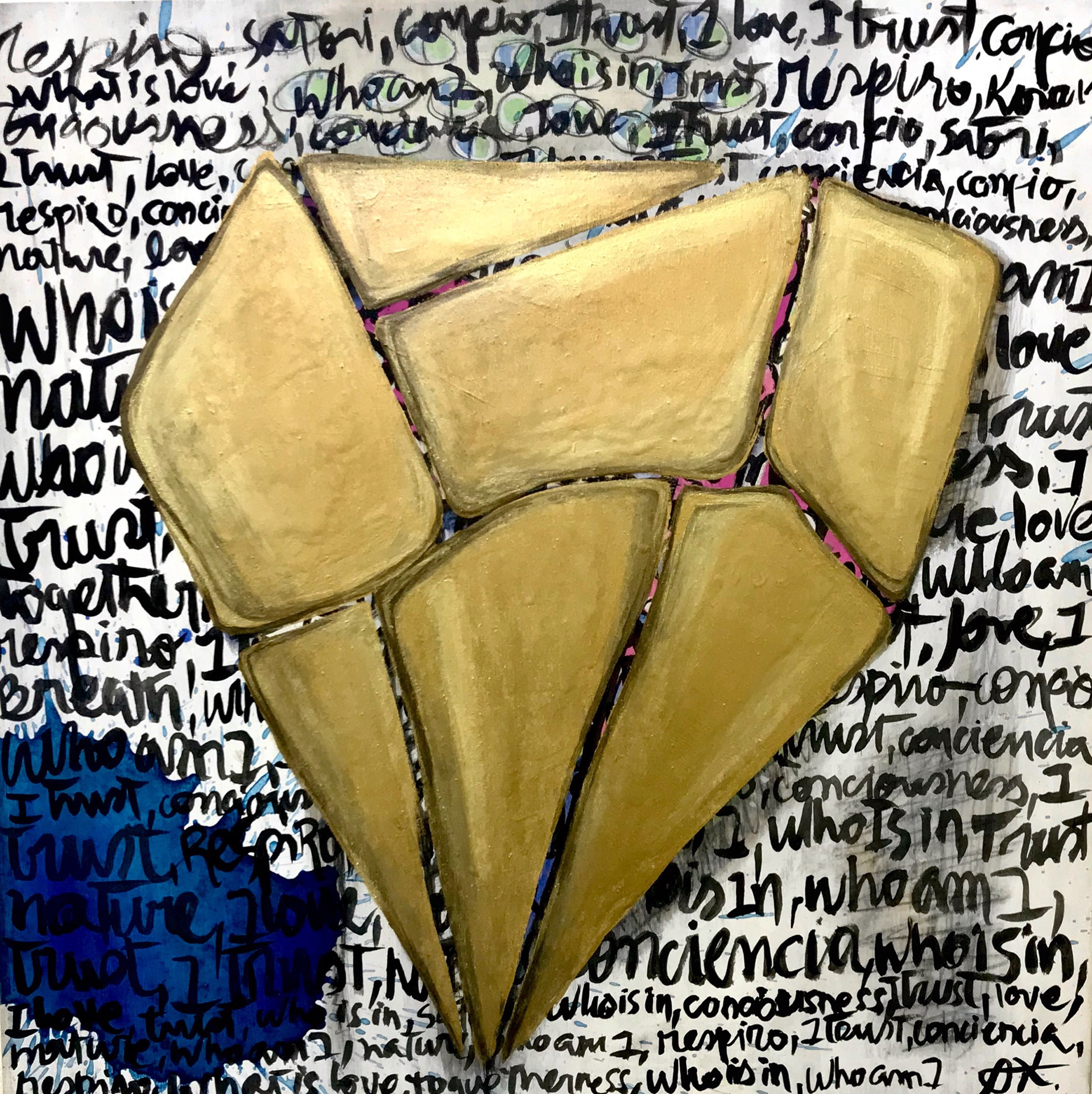 GOLD DIMOND Acrylic & enamel on wood 12” X 12” SOLD