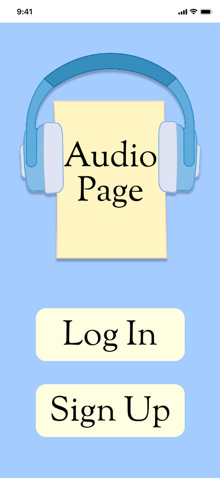Audio Book App - Log In / Sign Up Screen