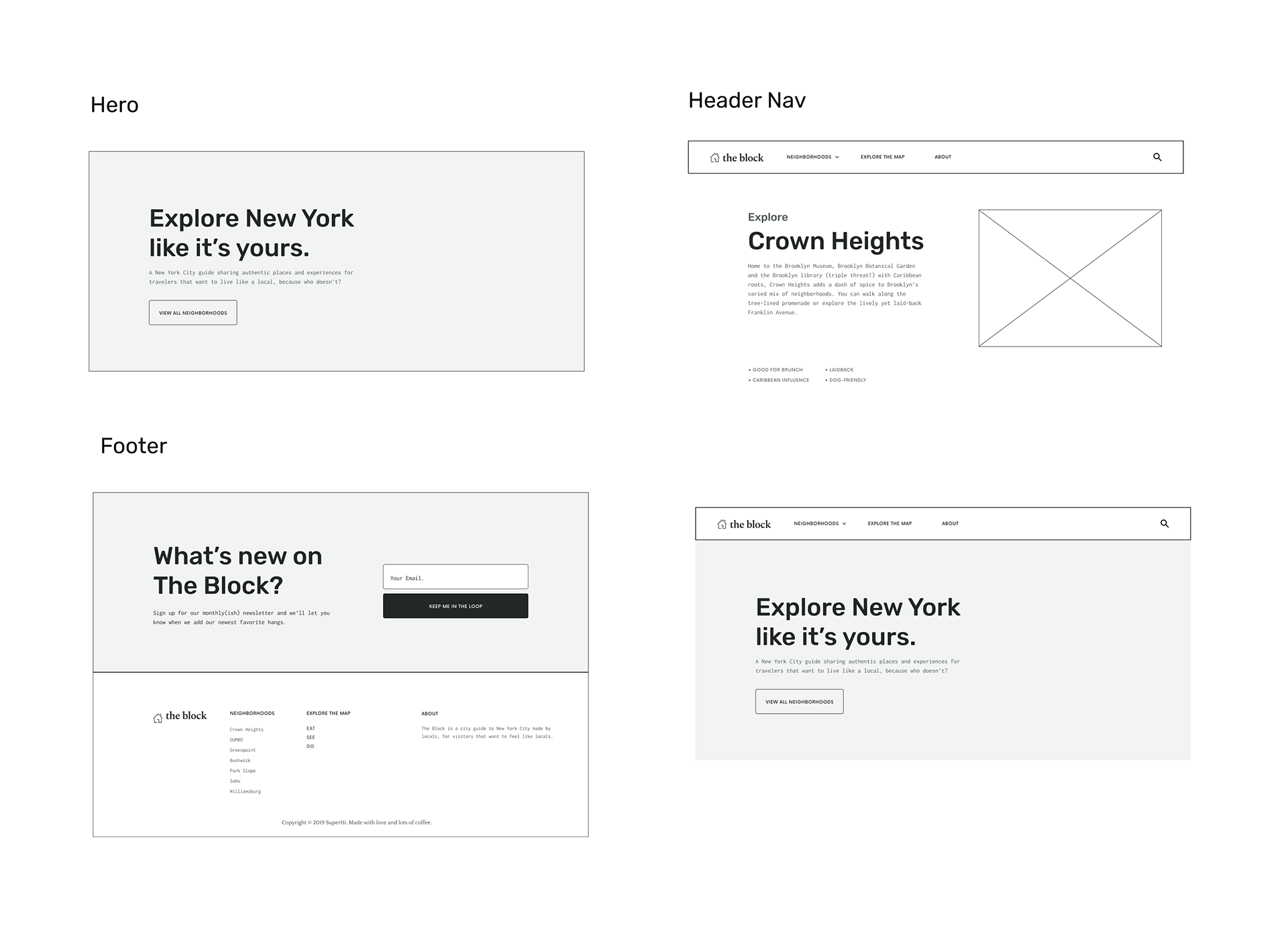 Hero Nav, Header, Footer
