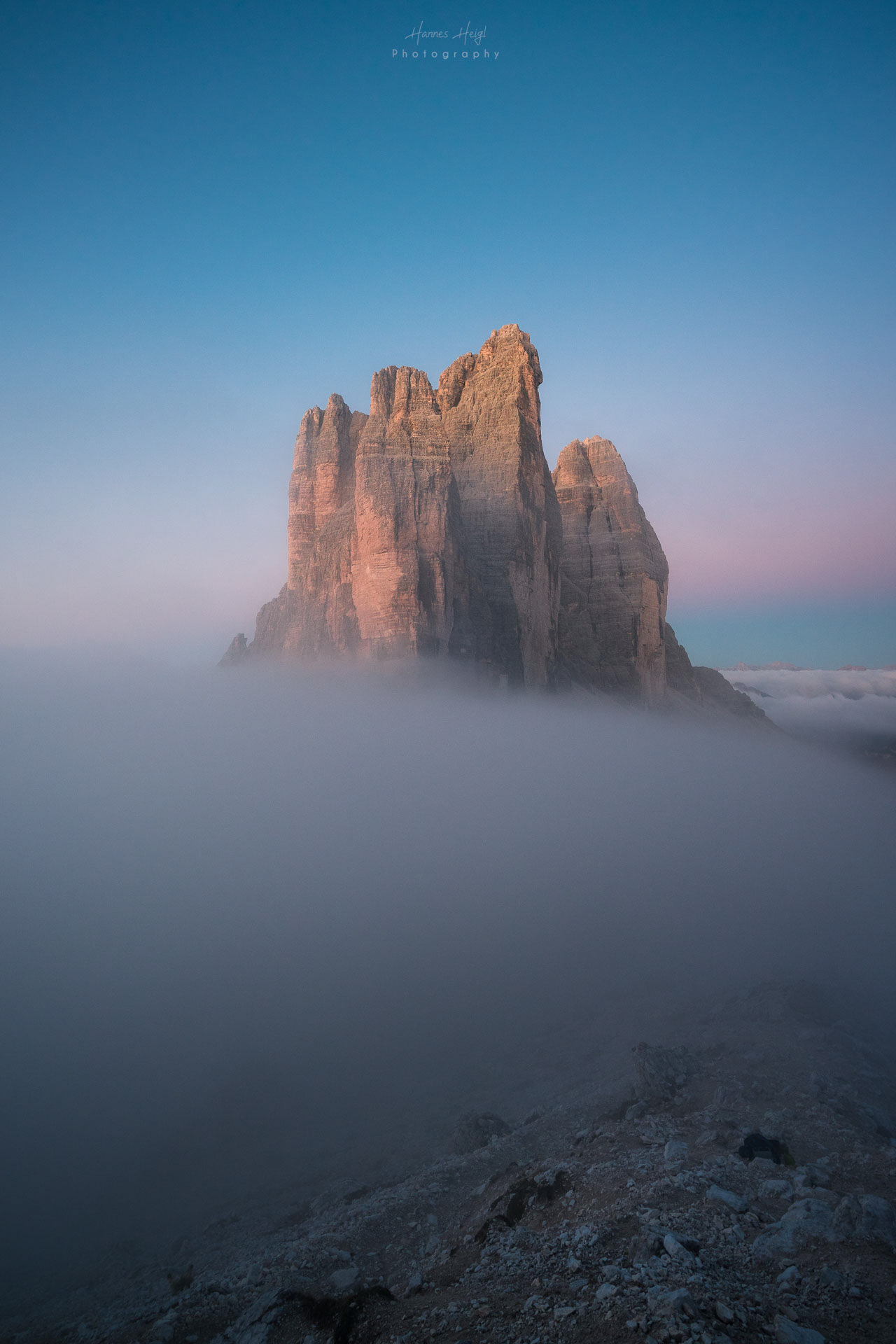 Drei Zinnen im Nebel