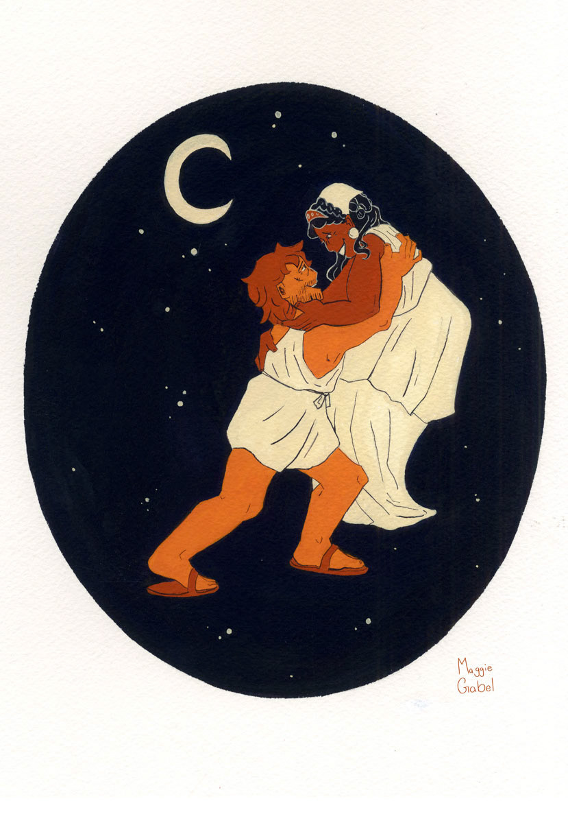 Odysseus and Penelope Reunited, mock Odyssey interior illustration 