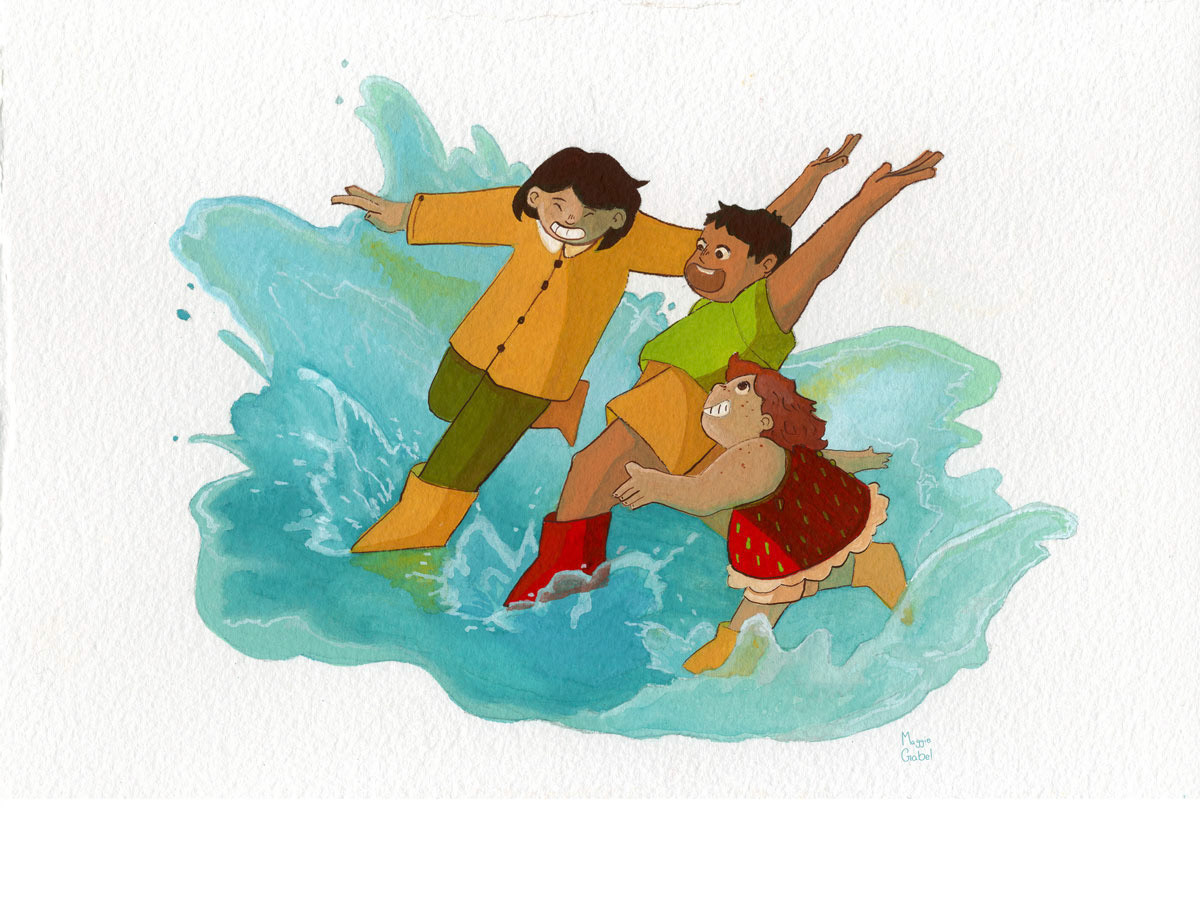 The Puddle, Sibling Series, gouache on cold press