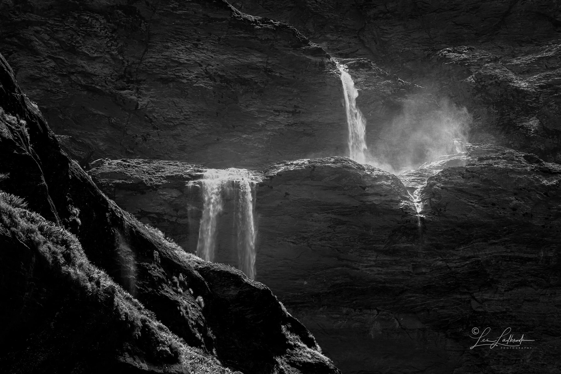 Falls in black & white.