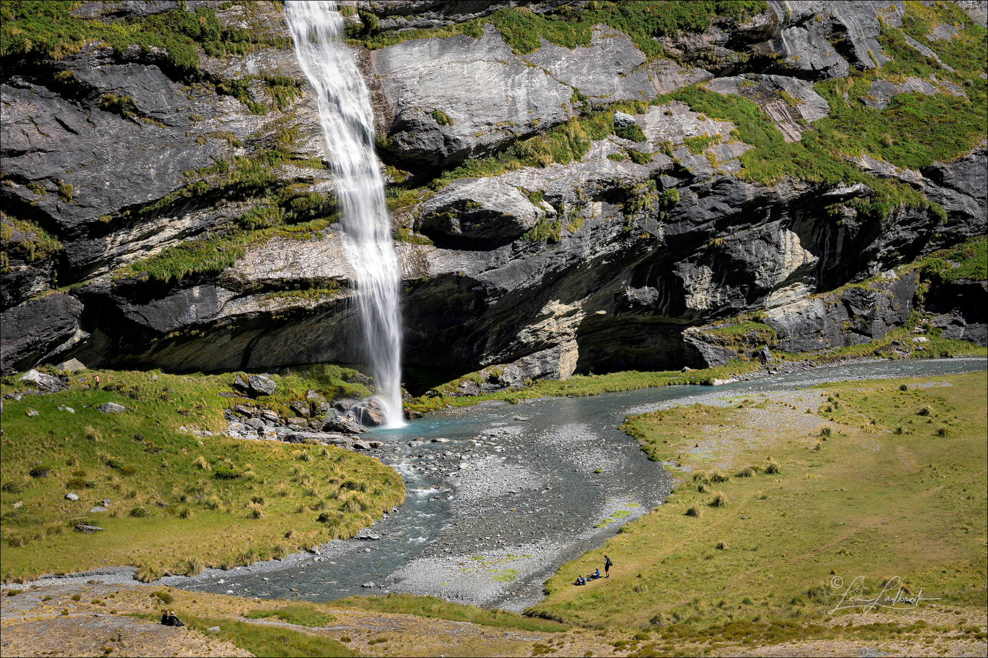 Where the Gilkison Falls drop into the stream.