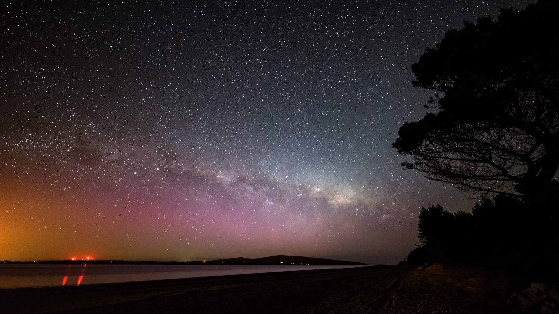 The Milky Way sitting low on the horizon, Southland, NZ.