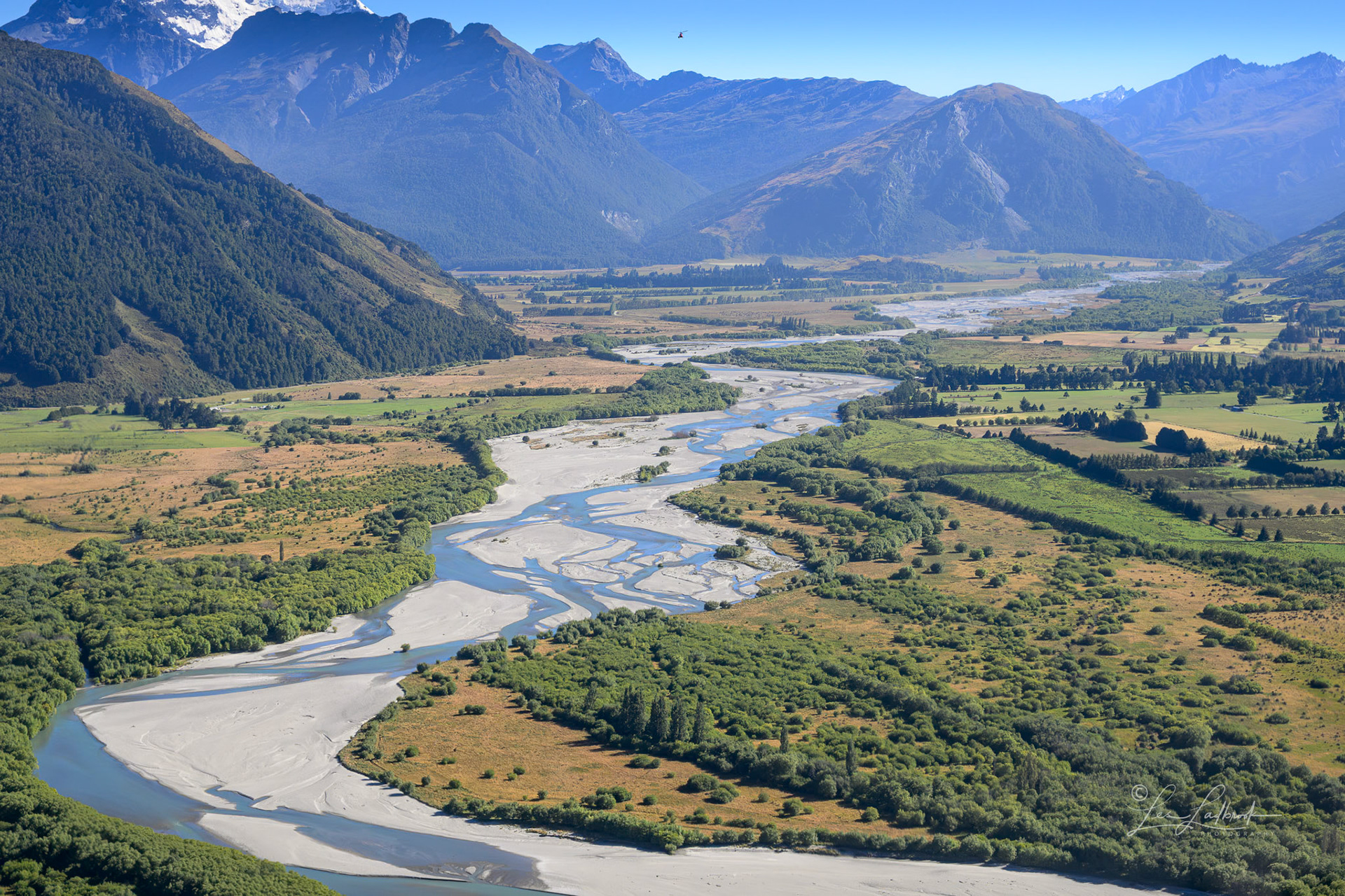 Travelling up the Rees Valley, with the Rees River below.