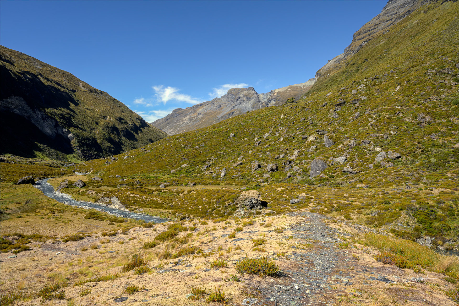 Climbed up the ridge just before the glacier, looking down the valley.