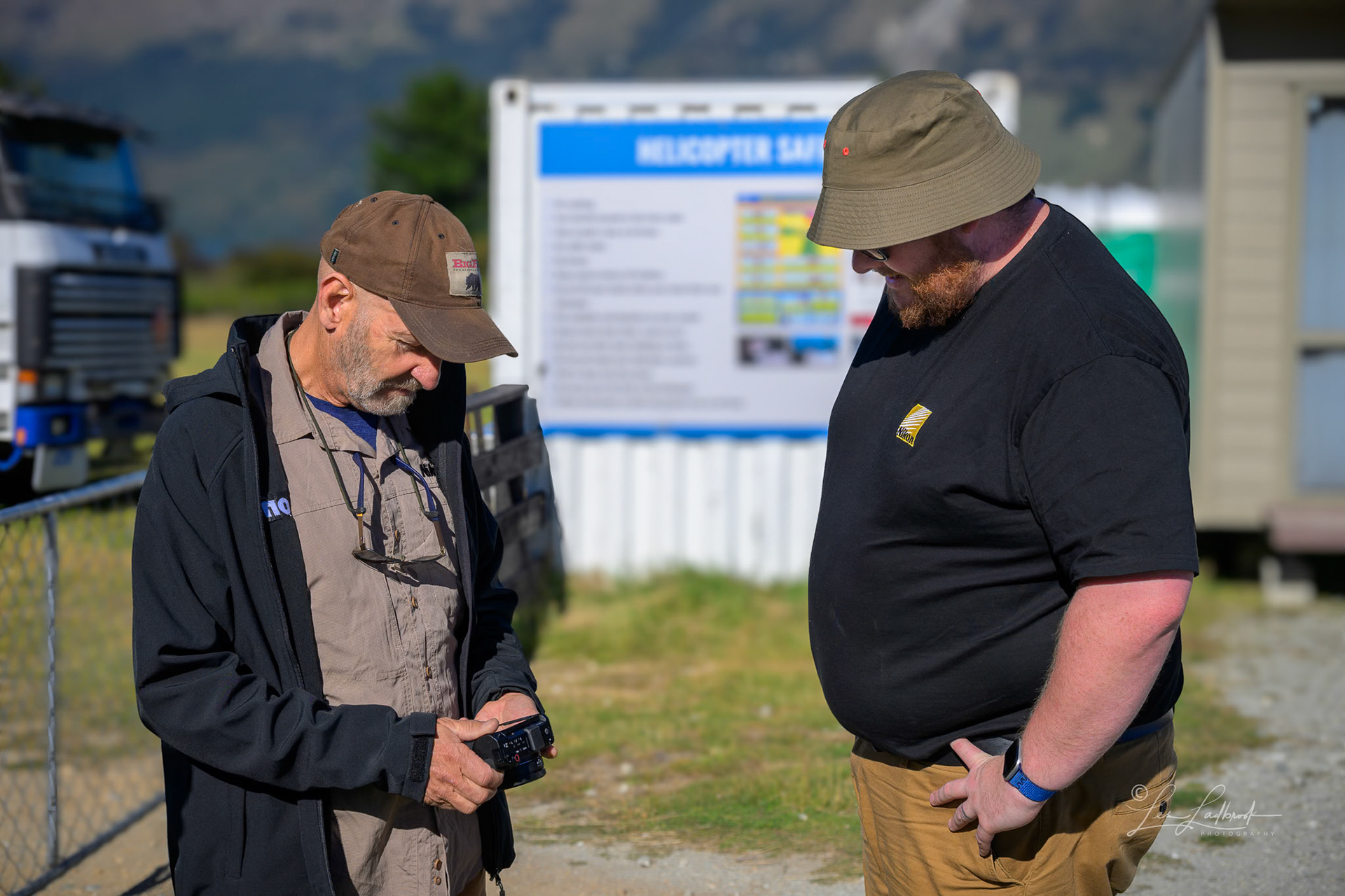 Looking at new gear, the Nikon ZR, just prior to the flight.
