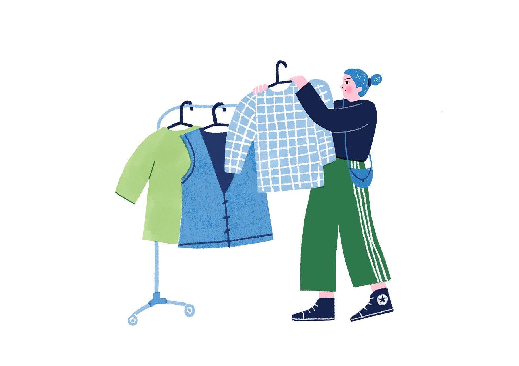 Lifestyle illustration in a loose, hand drawn style