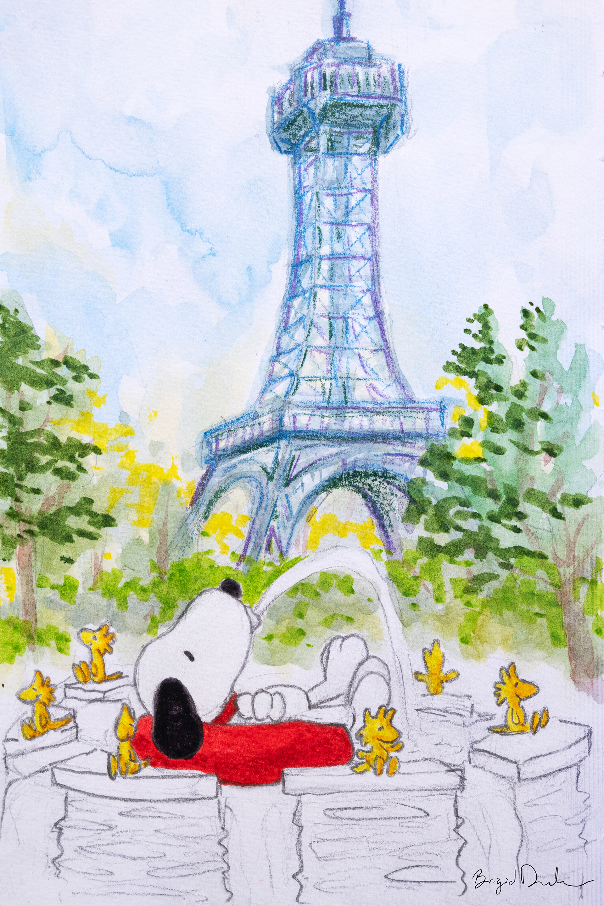 King's Dominion Sketch: Watercolor & Marker