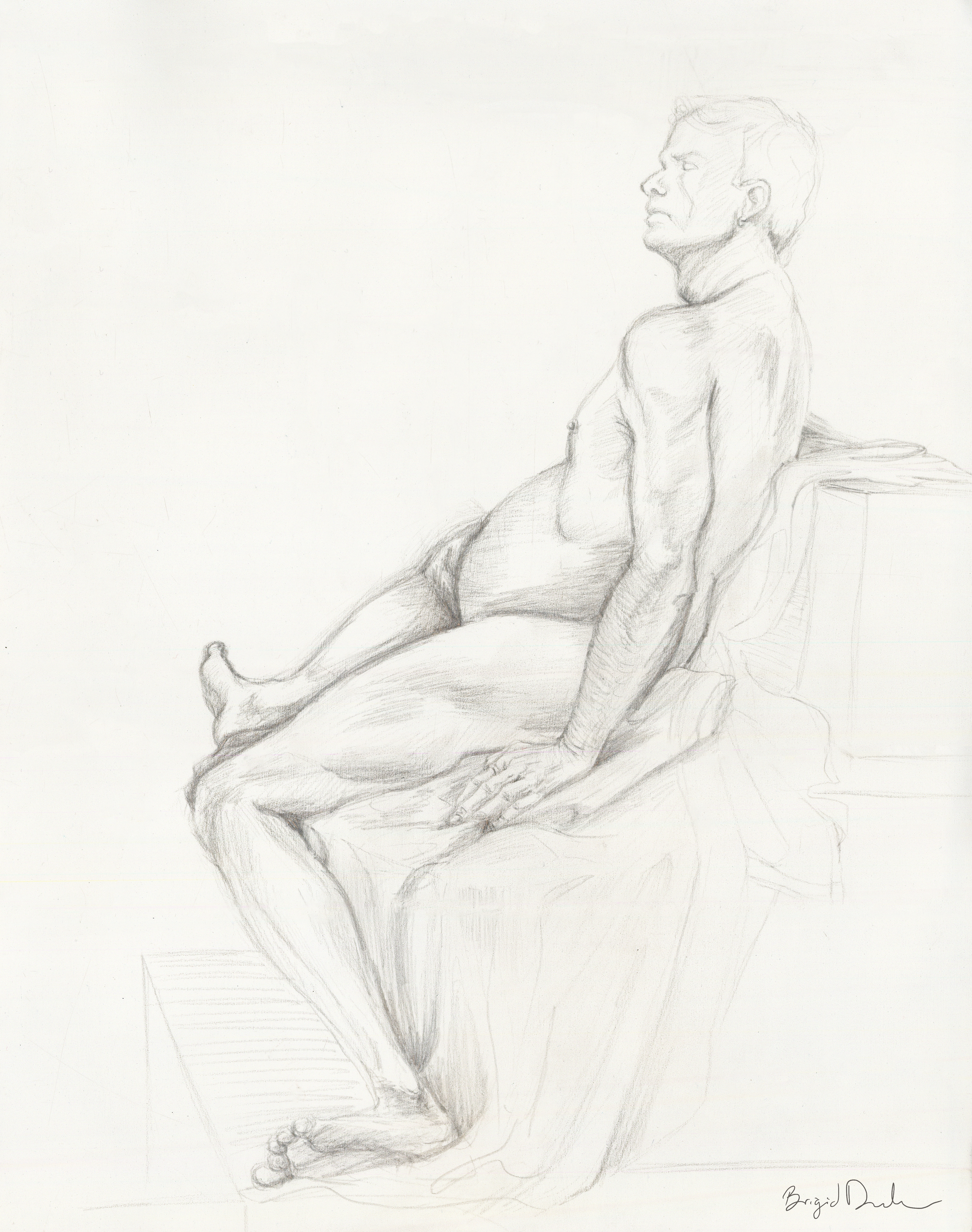Live Figure Drawing: Silver Point on Acrylic 11 x 14 in